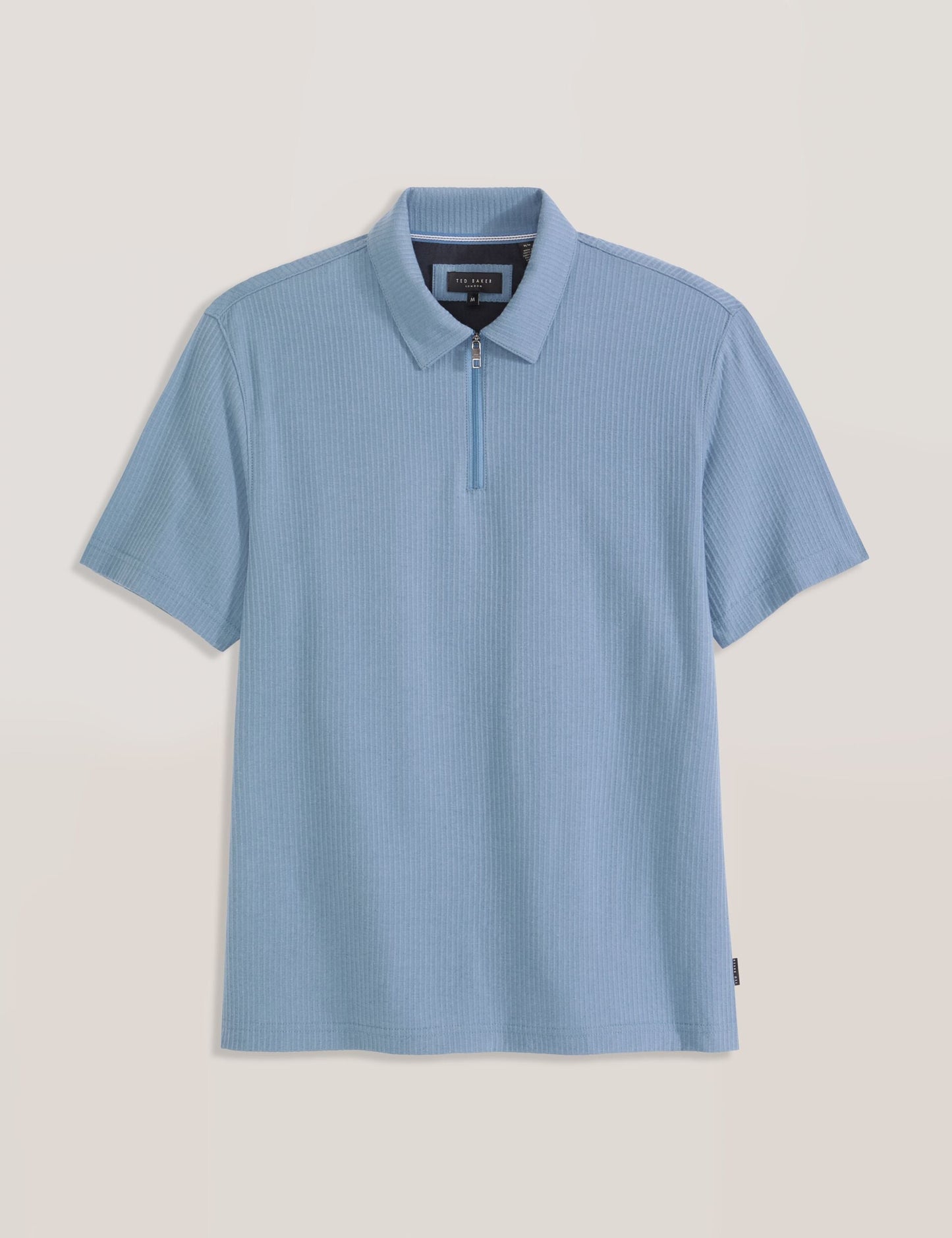 Ted Baker RIB ZIP POLO LIGHT BLUE