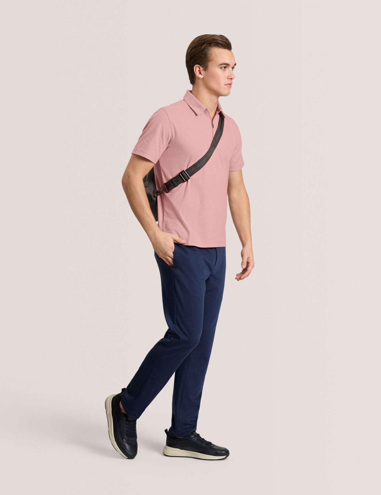 Ted Baker RIB ZIP POLO PALE PINK
