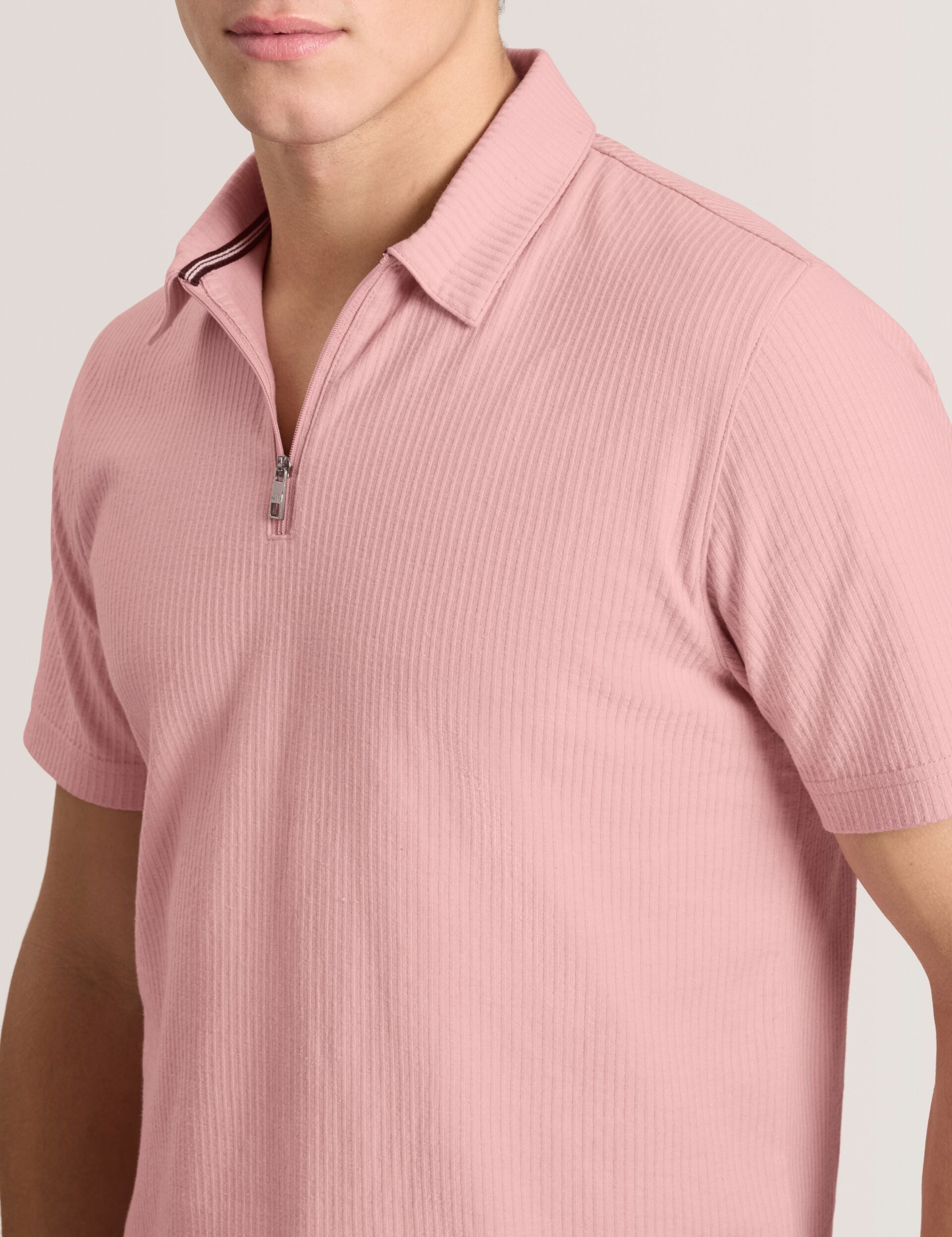 Ted Baker RIB ZIP POLO PALE PINK