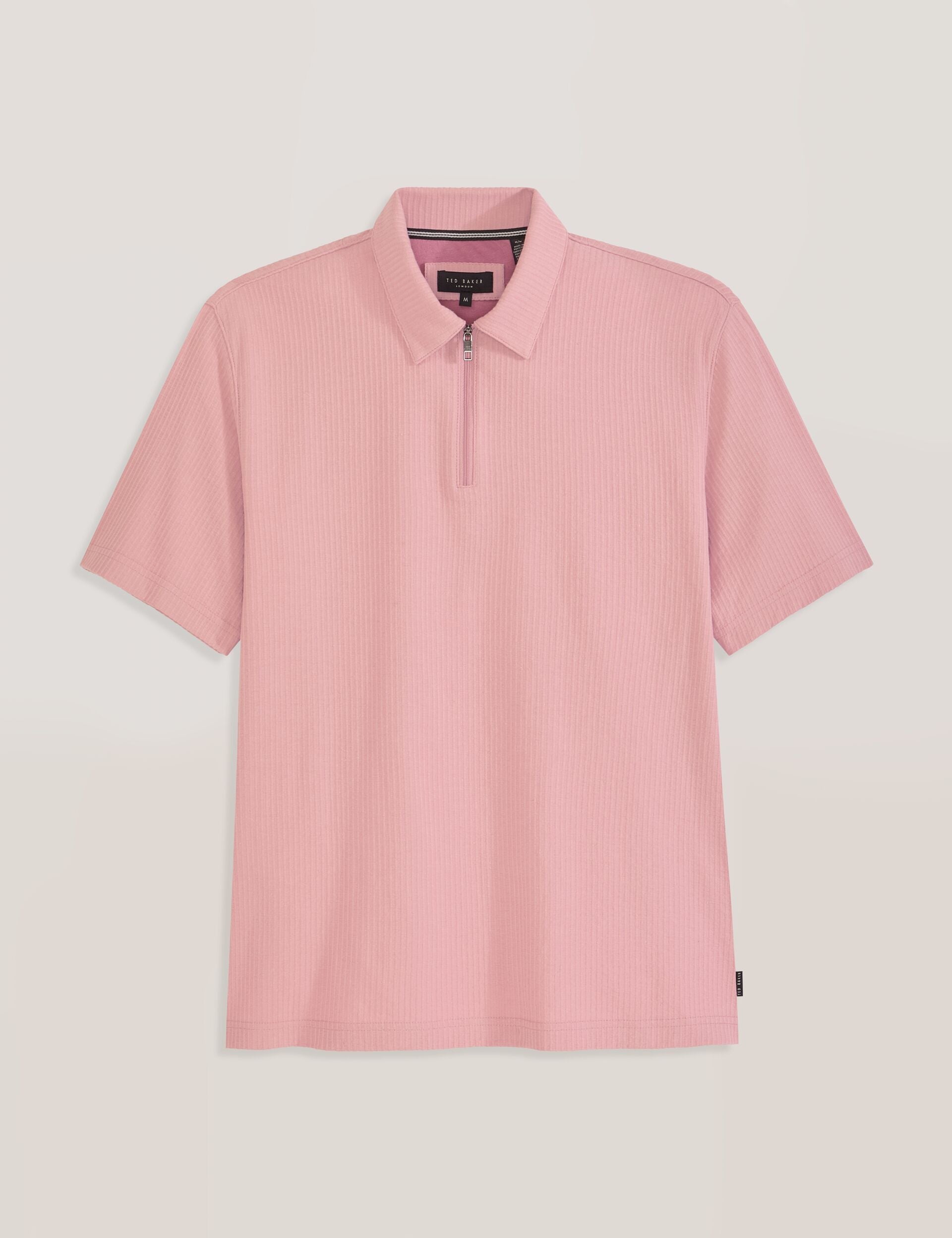 Ted Baker RIB ZIP POLO PALE PINK