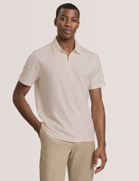 Ted Baker RIB ZIP POLO ECRU