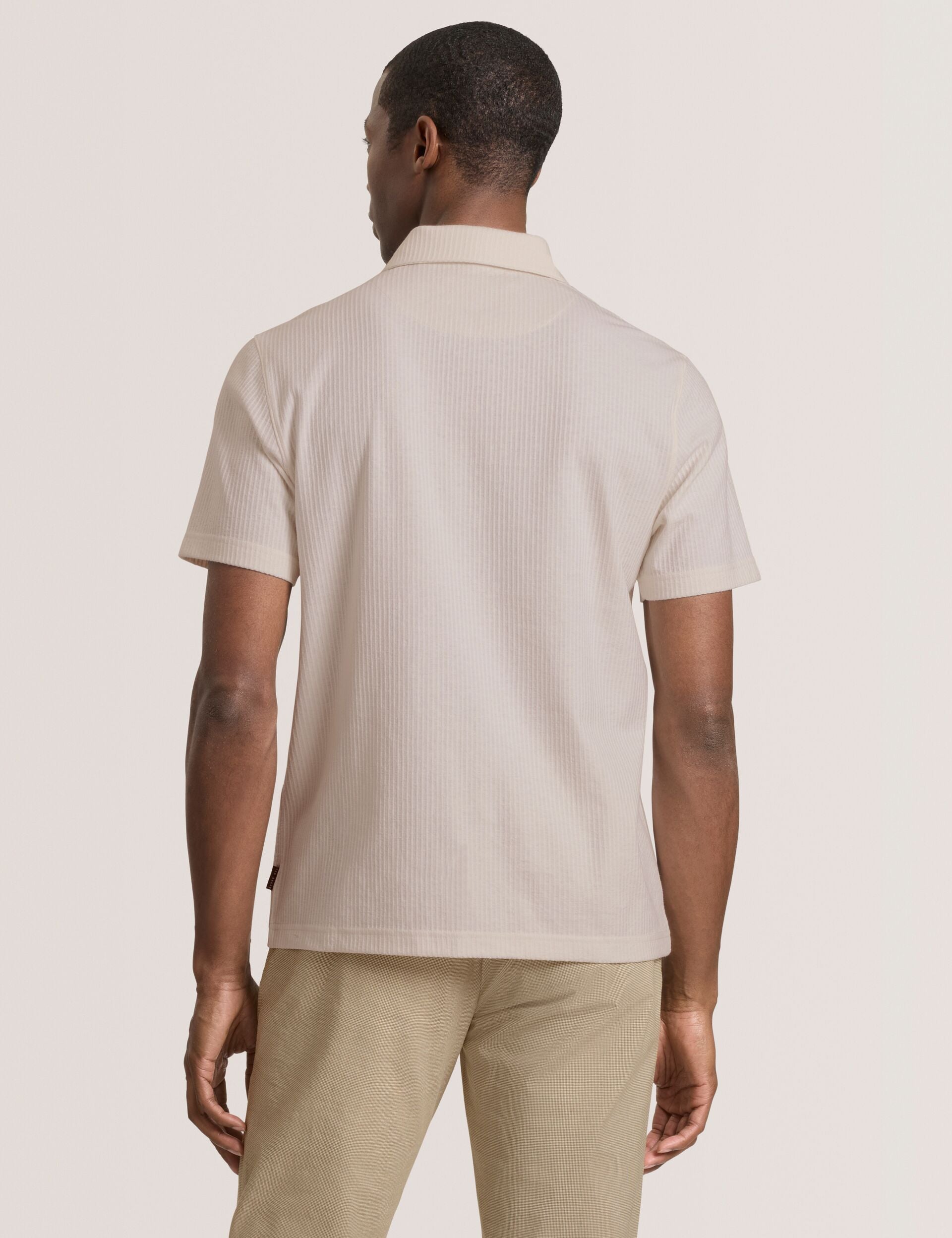 Ted Baker RIB ZIP POLO ECRU