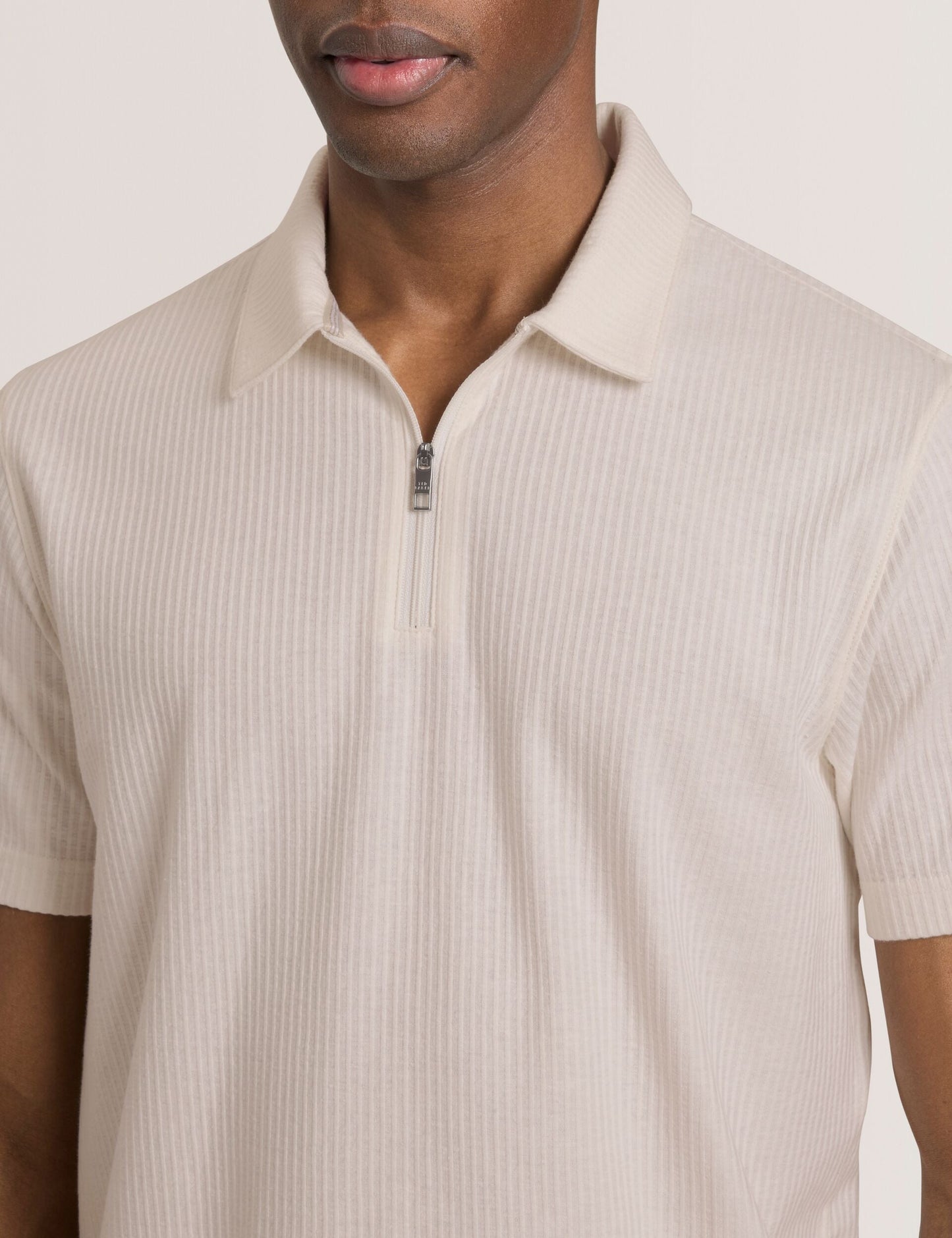 Ted Baker RIB ZIP POLO ECRU