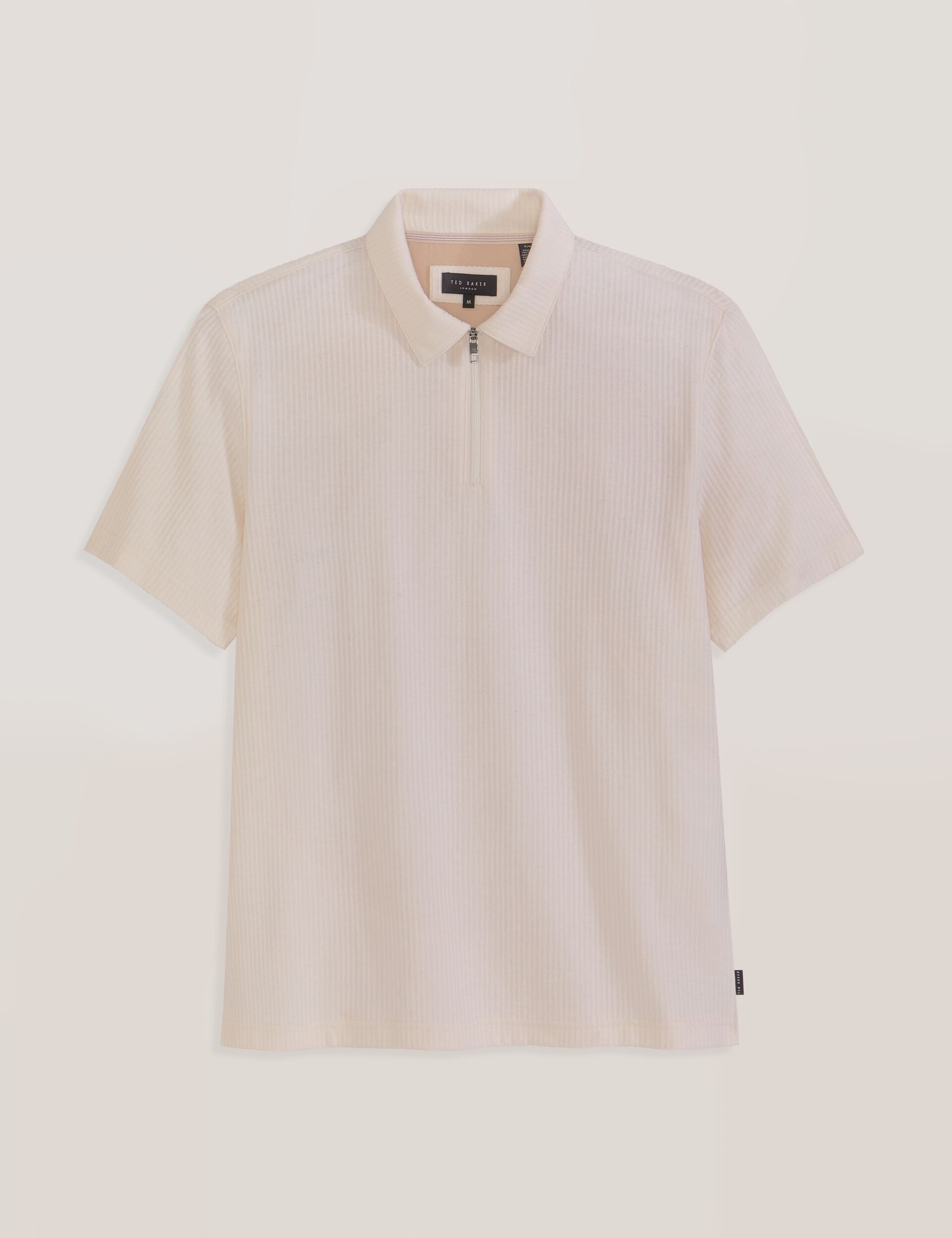 Ted Baker RIB ZIP POLO ECRU