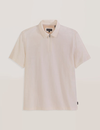 Ted Baker RIB ZIP POLO ECRU