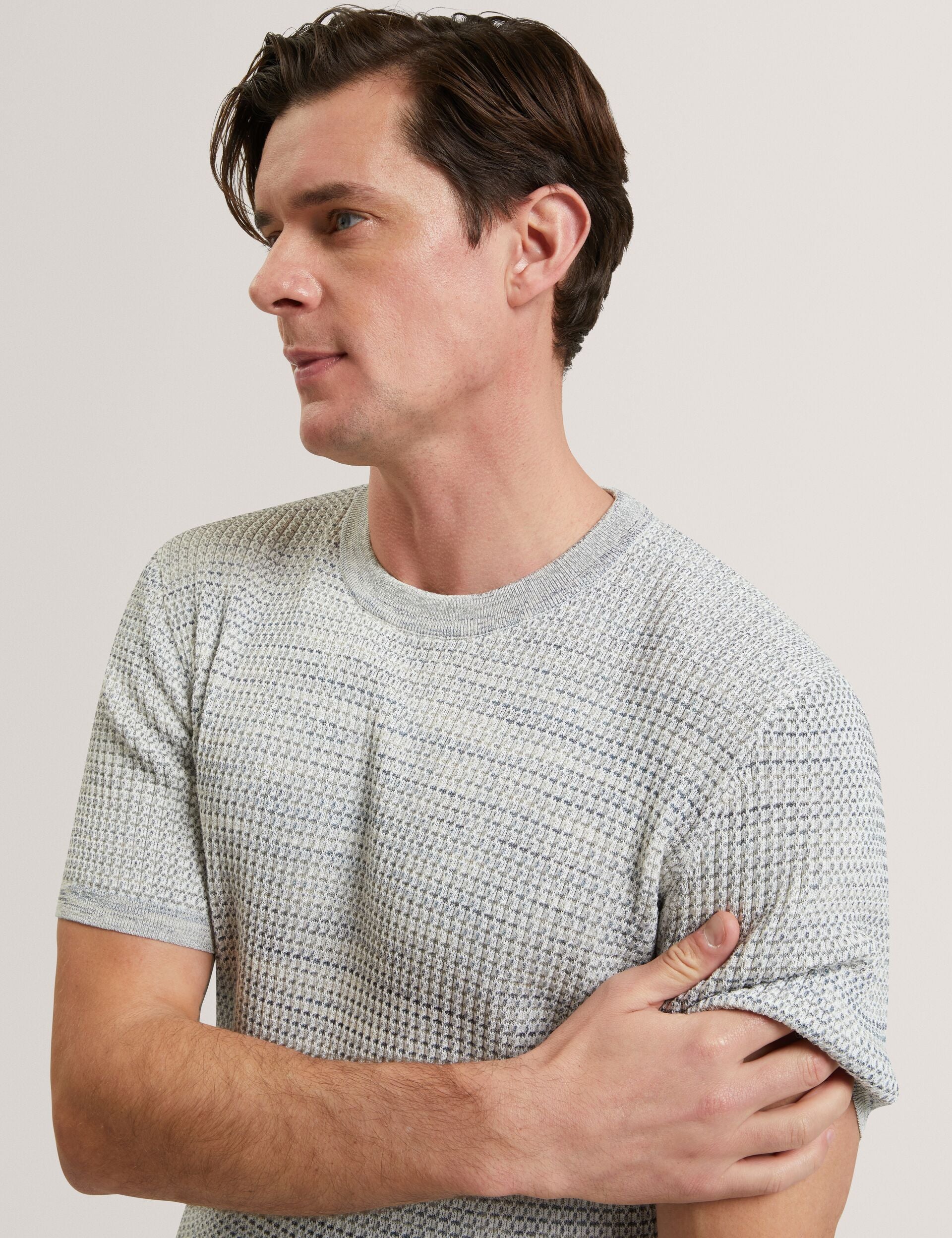 Ted Baker KELEPA - Short Sleeve Relaxed Fit Textured Knit T-Shirt MID GREEN