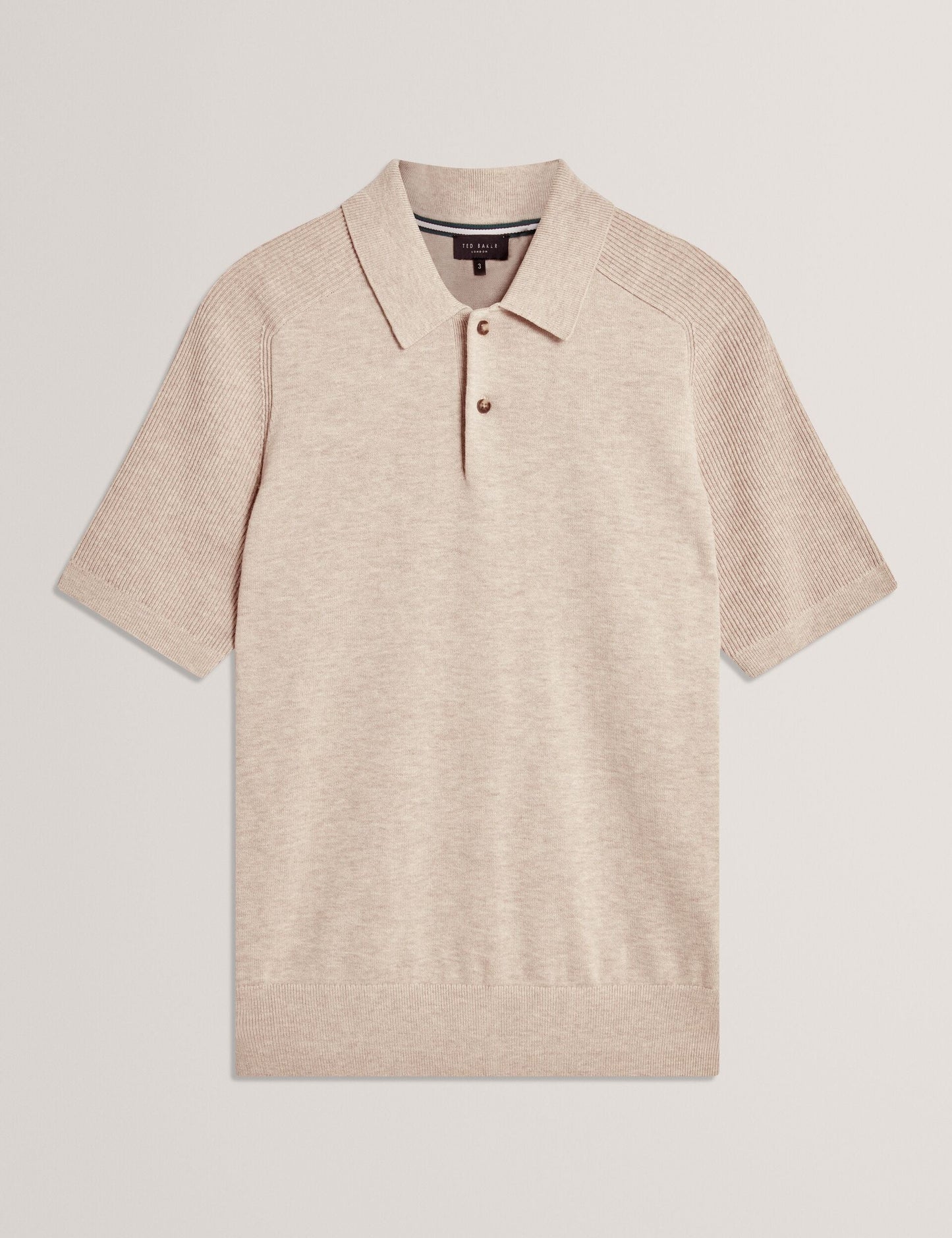 Ted Baker OTISO - Wool Blend Ribbed Raglan Polo Shirt TAUPE
