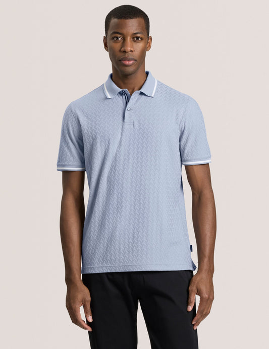 Ted Baker TEXTURE POLO - Button Up Polo BLUE