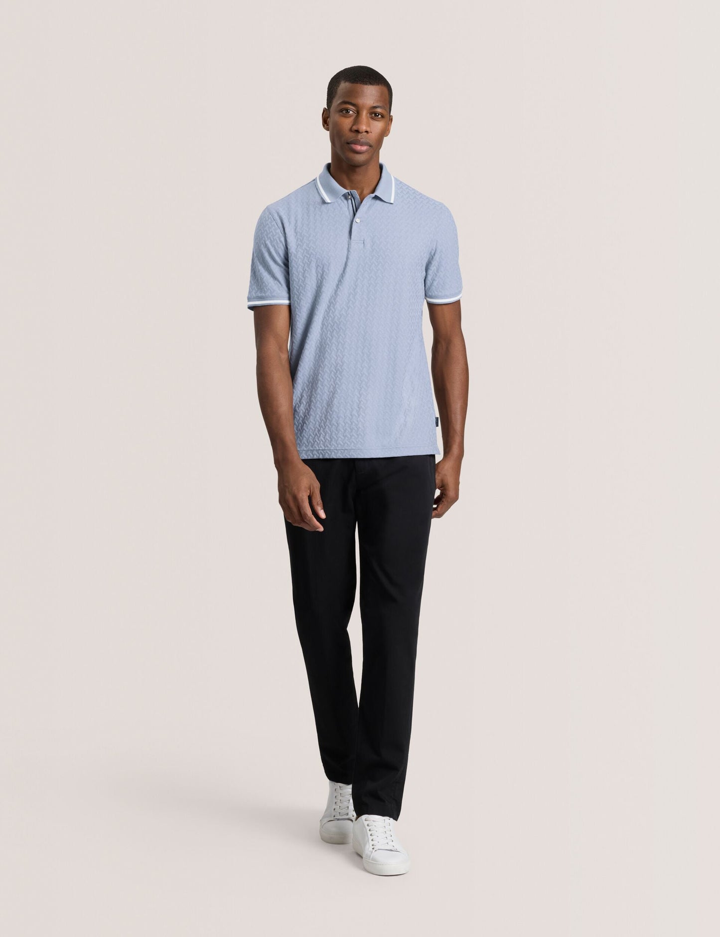 Ted Baker TEXTURE POLO - Button Up Polo BLUE