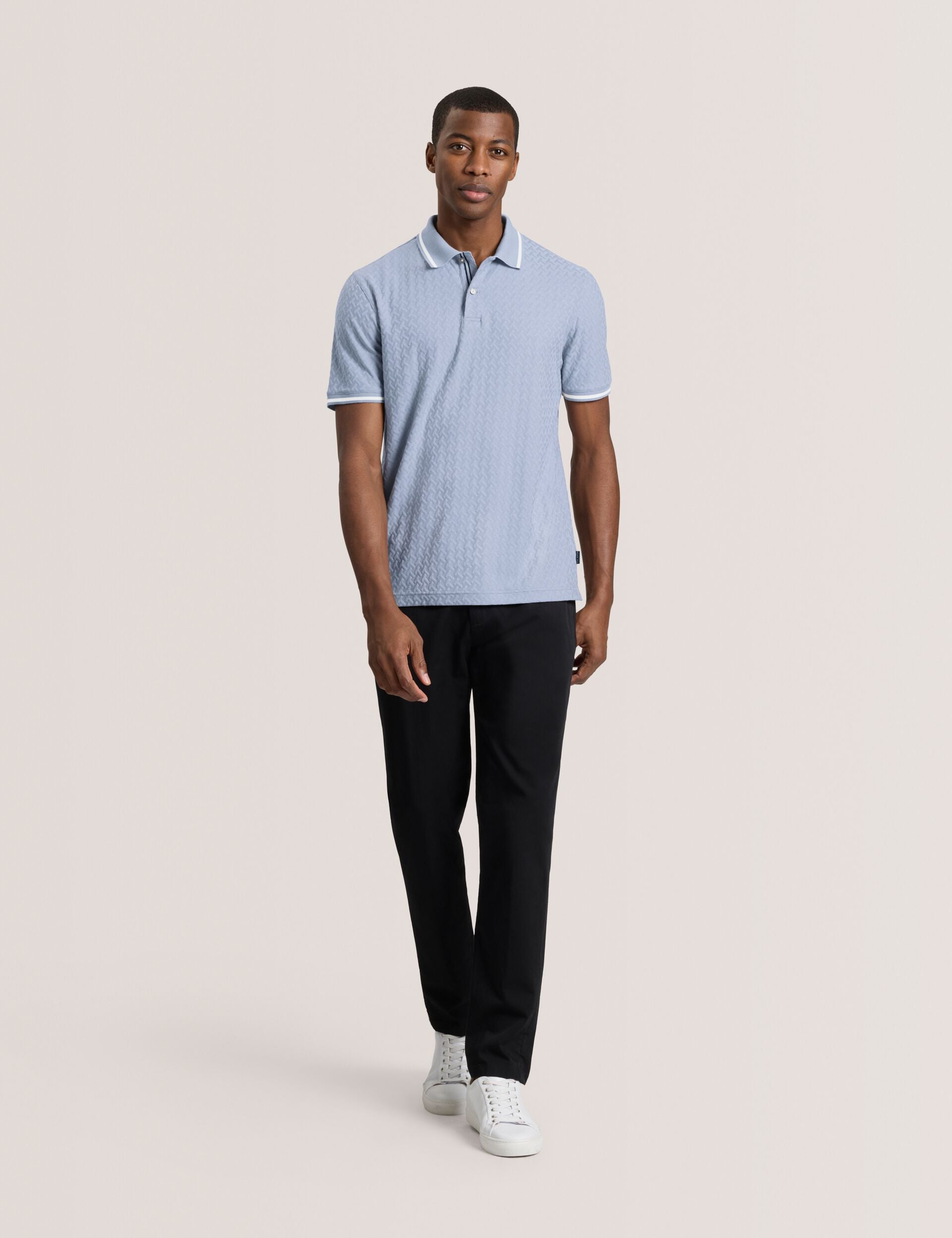 Ted Baker TEXTURE POLO - Button Up Polo BLUE