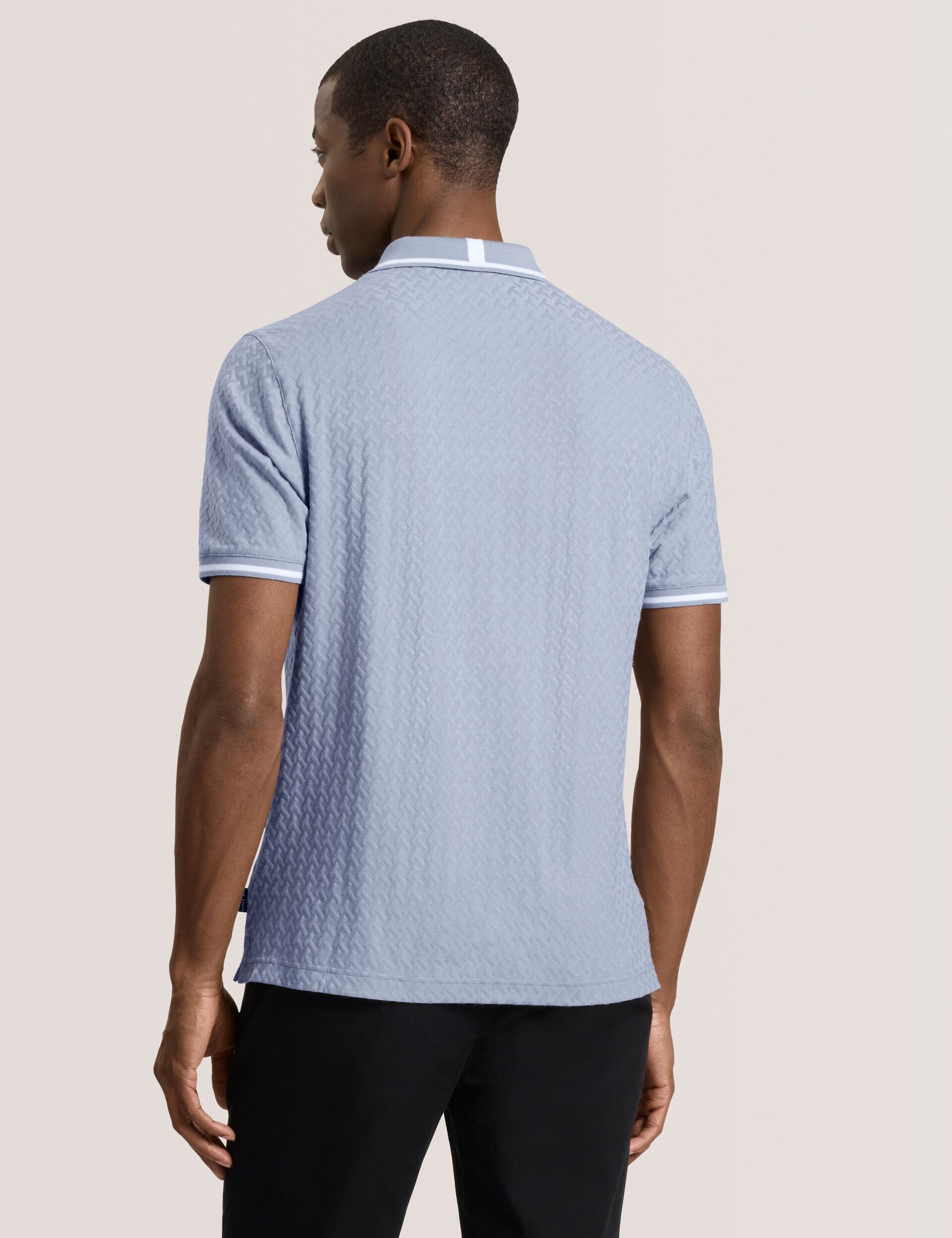 Ted Baker TEXTURE POLO - Button Up Polo BLUE