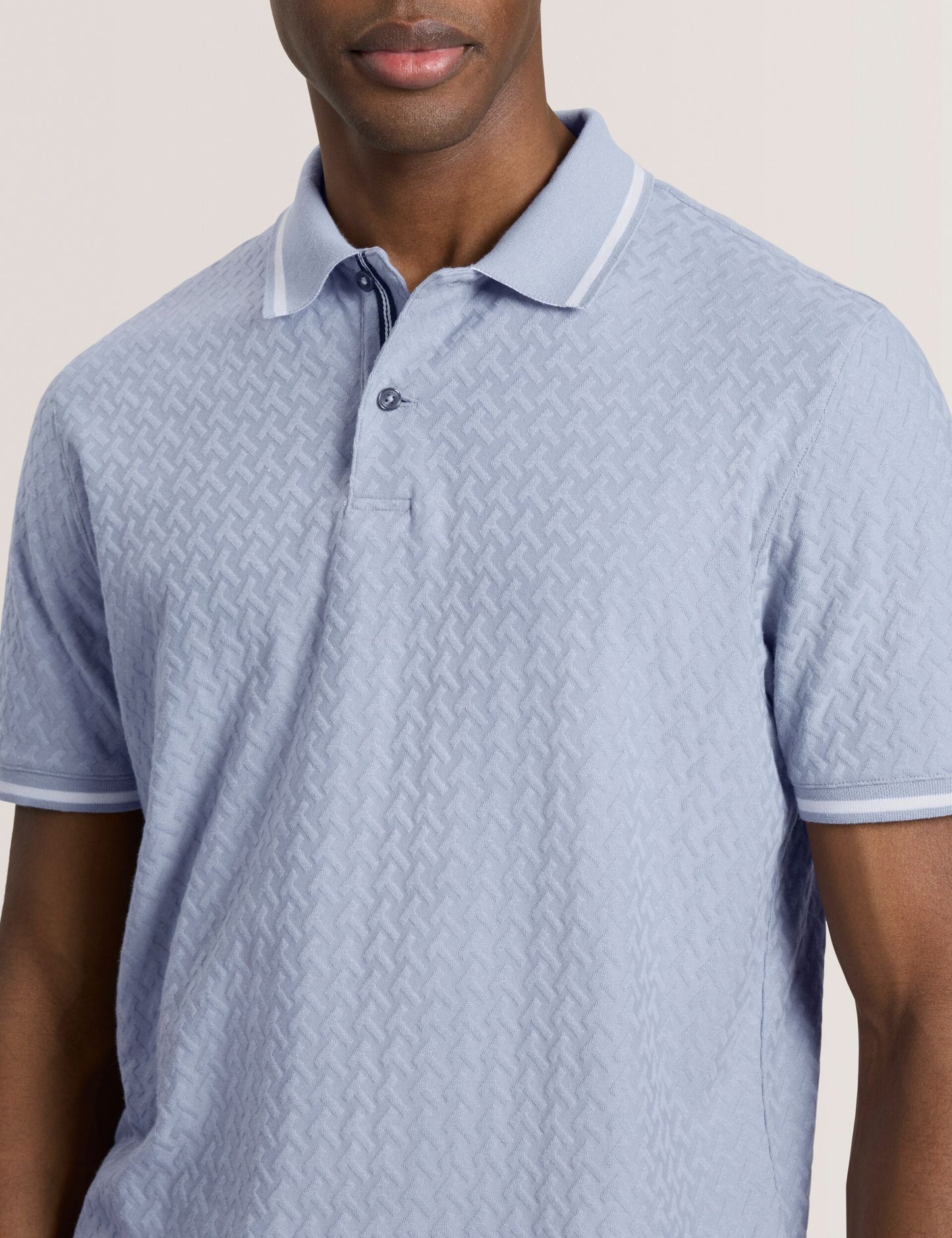 Ted Baker TEXTURE POLO - Button Up Polo BLUE