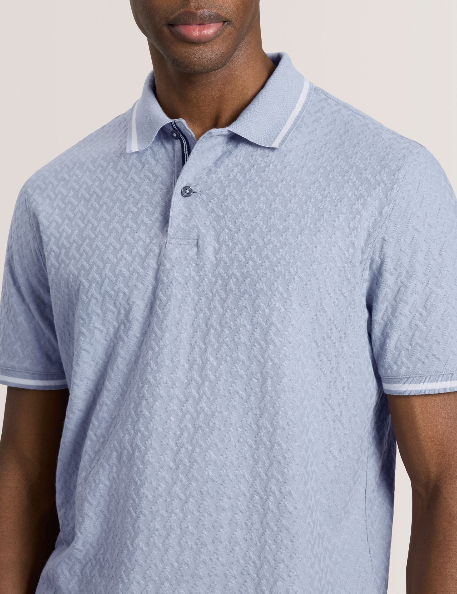 Ted Baker TEXTURE POLO - Button Up Polo BLUE
