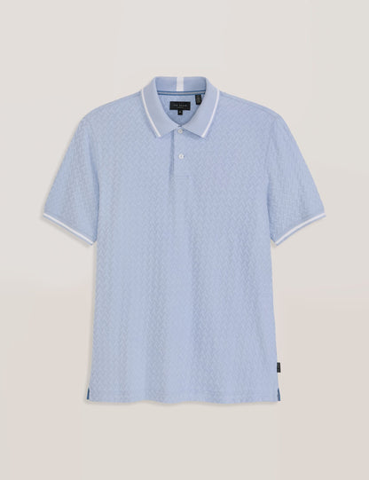 Ted Baker TEXTURE POLO - Button Up Polo BLUE