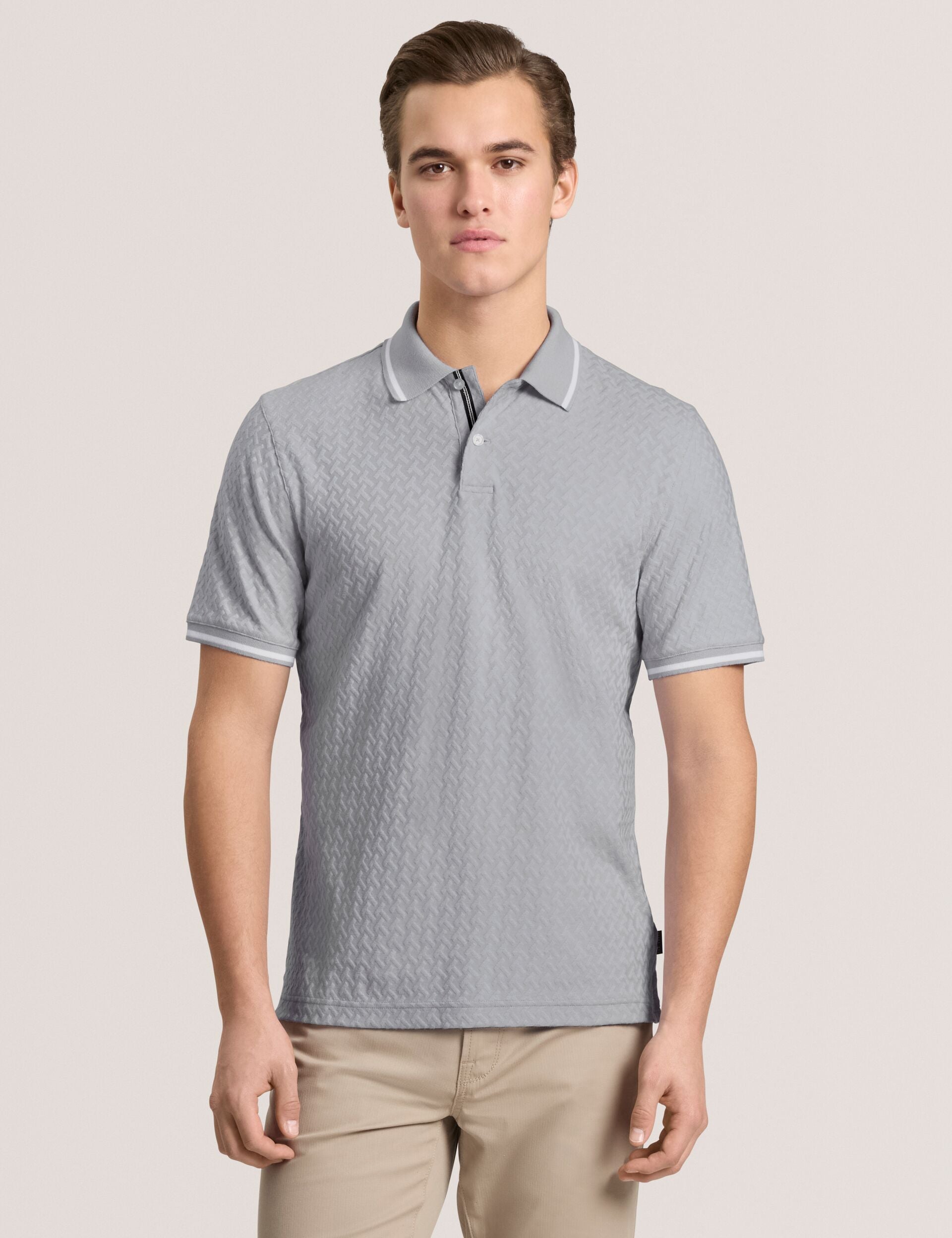 Ted Baker TEXTURE POLO - Button Up Polo GREY