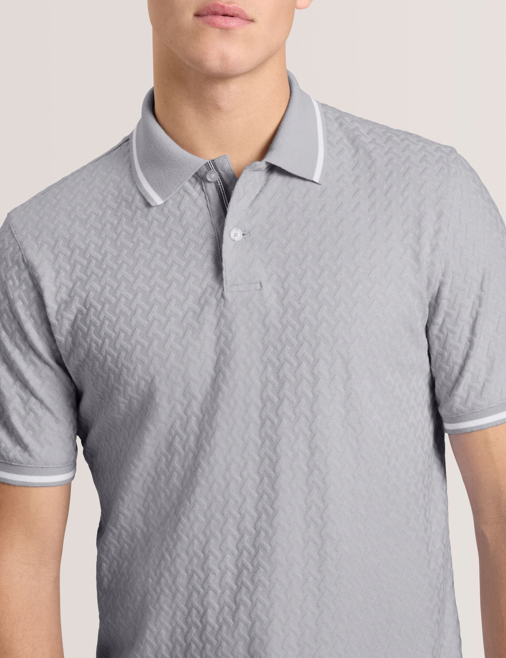 Ted Baker TEXTURE POLO - Button Up Polo GREY