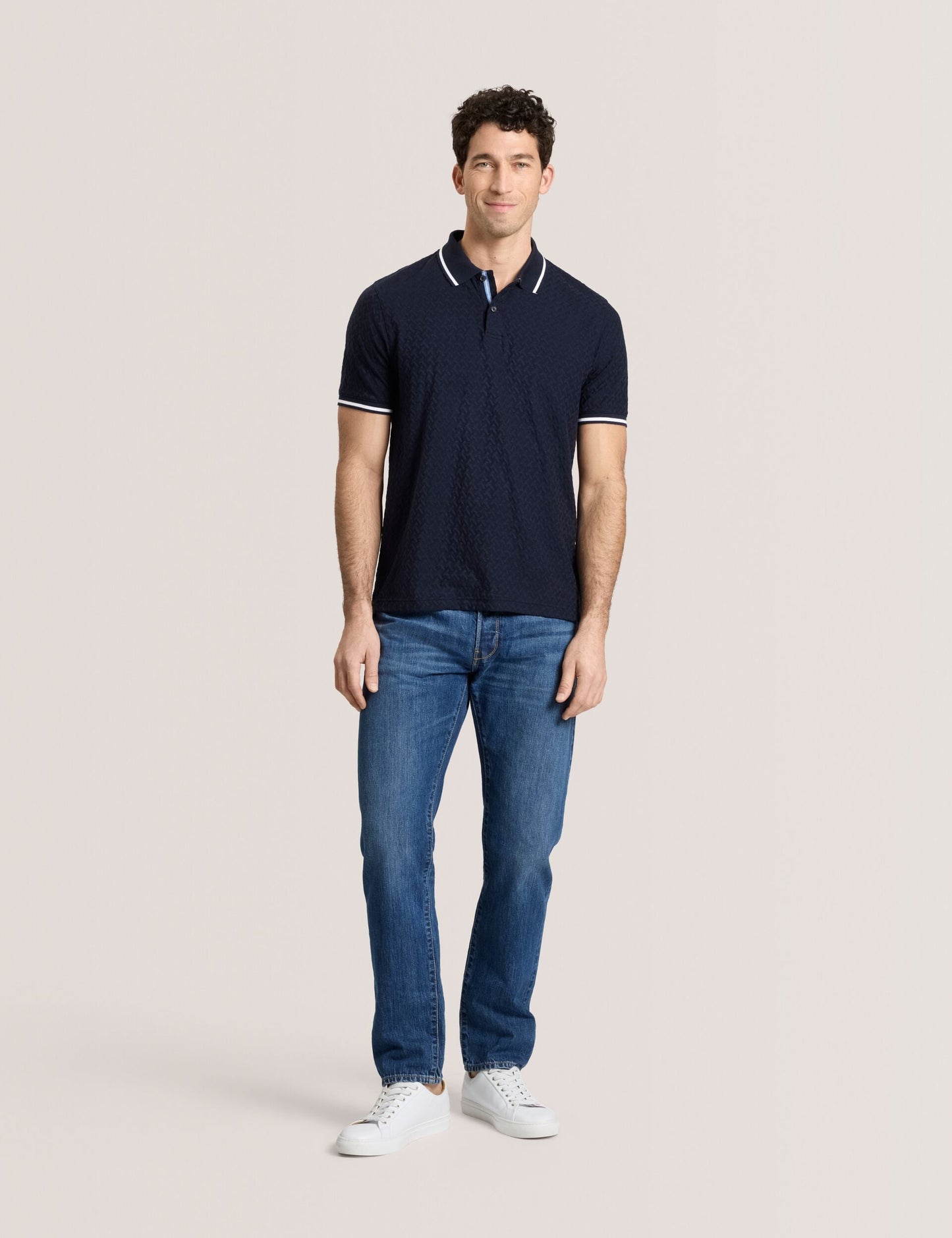 Ted Baker TEXTURE POLO - Button Up Polo NAVY
