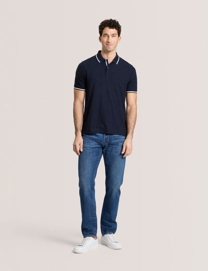 Ted Baker TEXTURE POLO - Button Up Polo NAVY