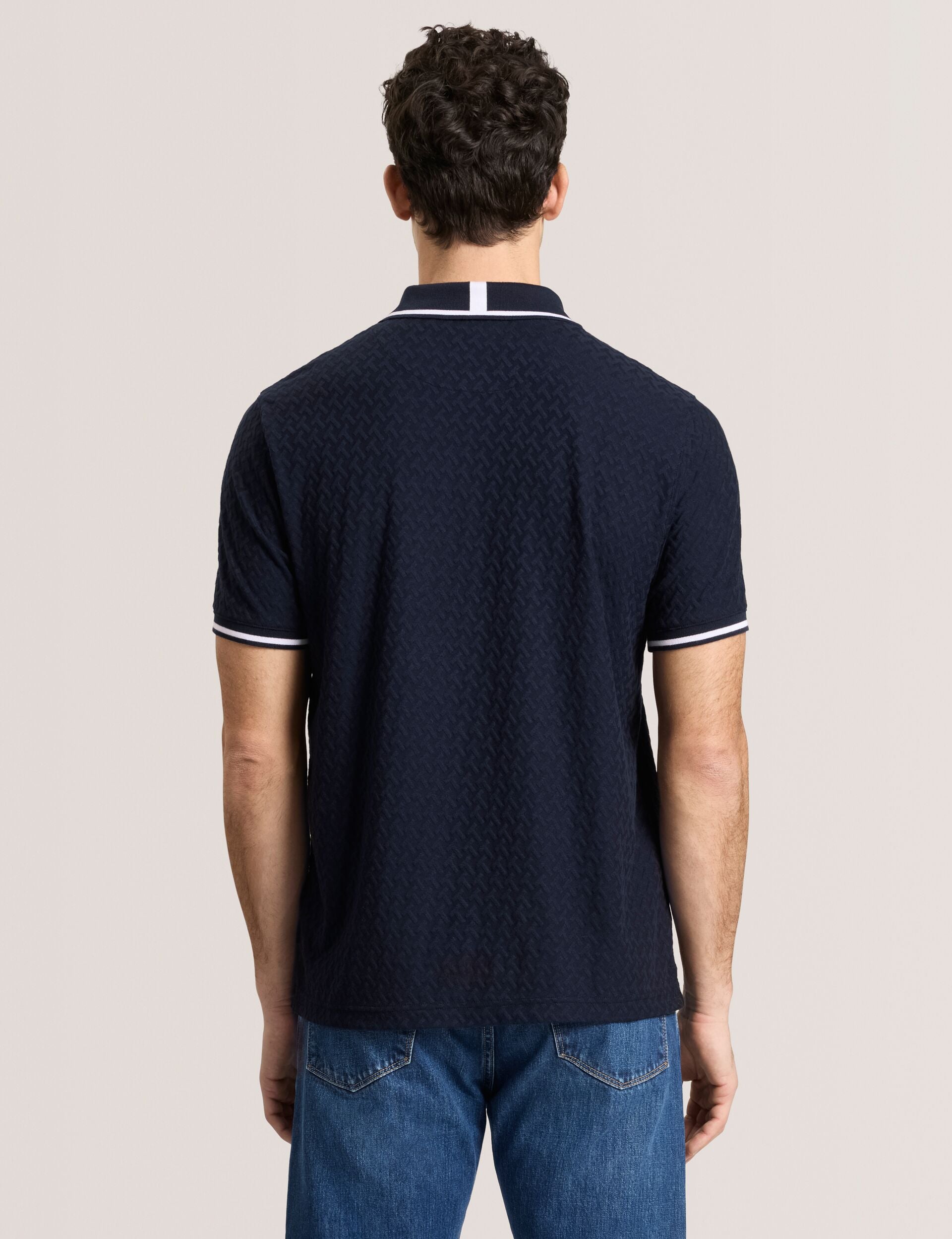Ted Baker TEXTURE POLO - Button Up Polo NAVY