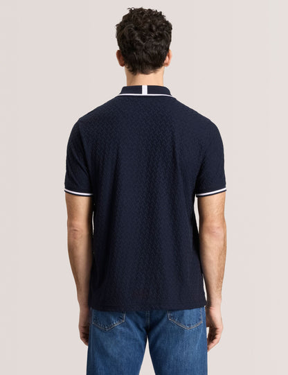 Ted Baker TEXTURE POLO - Button Up Polo NAVY