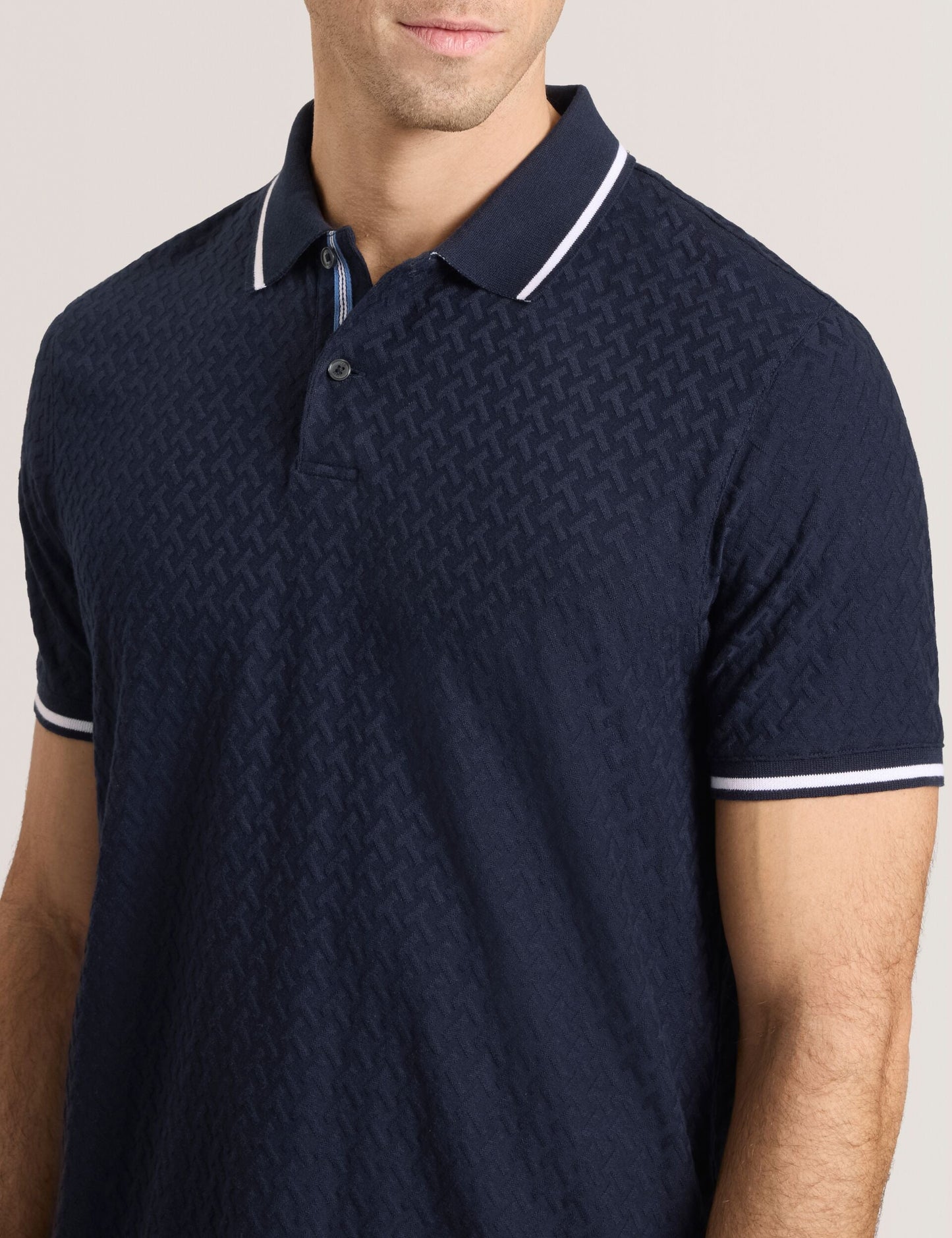 Ted Baker TEXTURE POLO - Button Up Polo NAVY