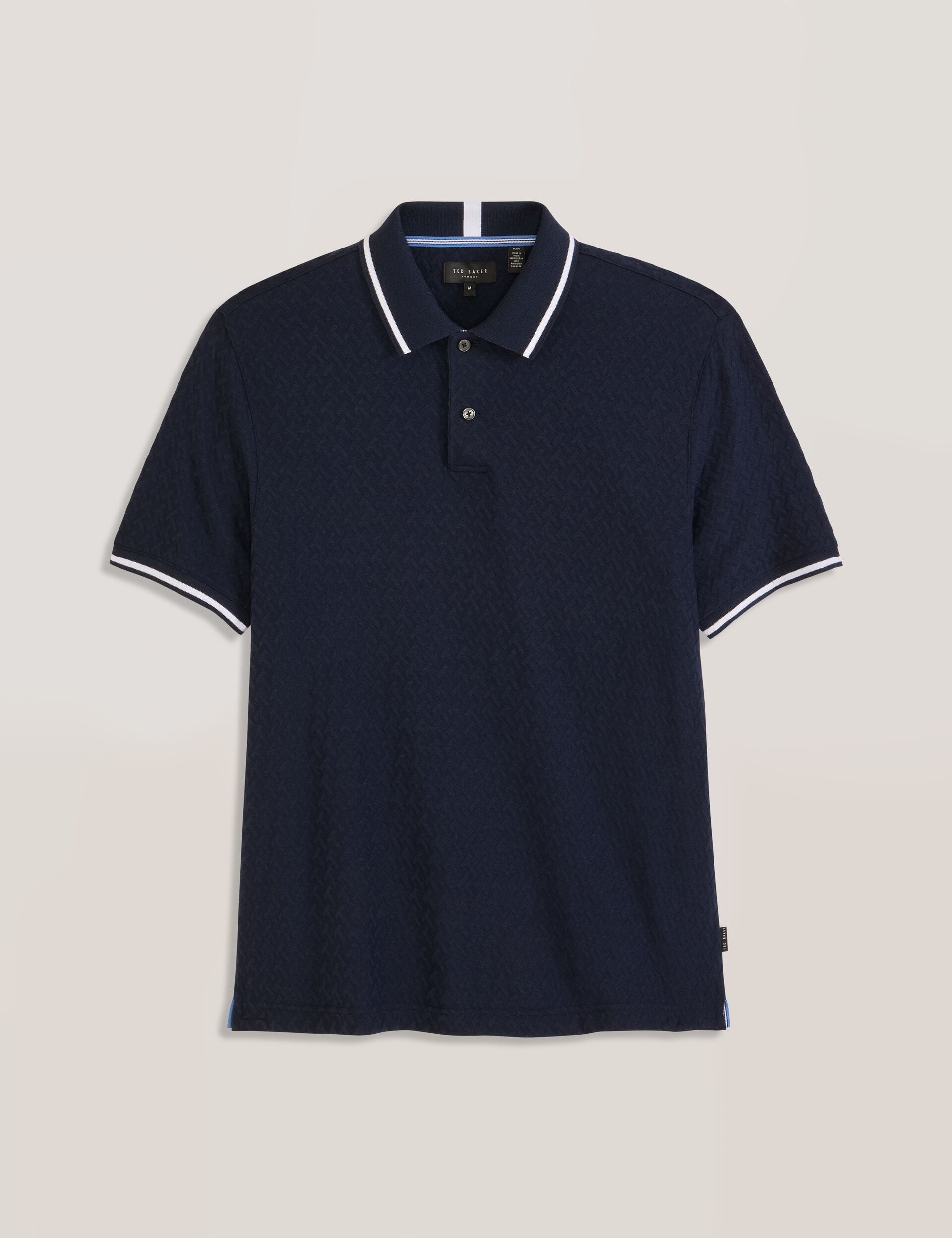 Ted Baker TEXTURE POLO - Button Up Polo NAVY