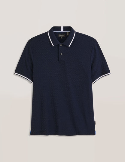 Ted Baker TEXTURE POLO - Button Up Polo NAVY