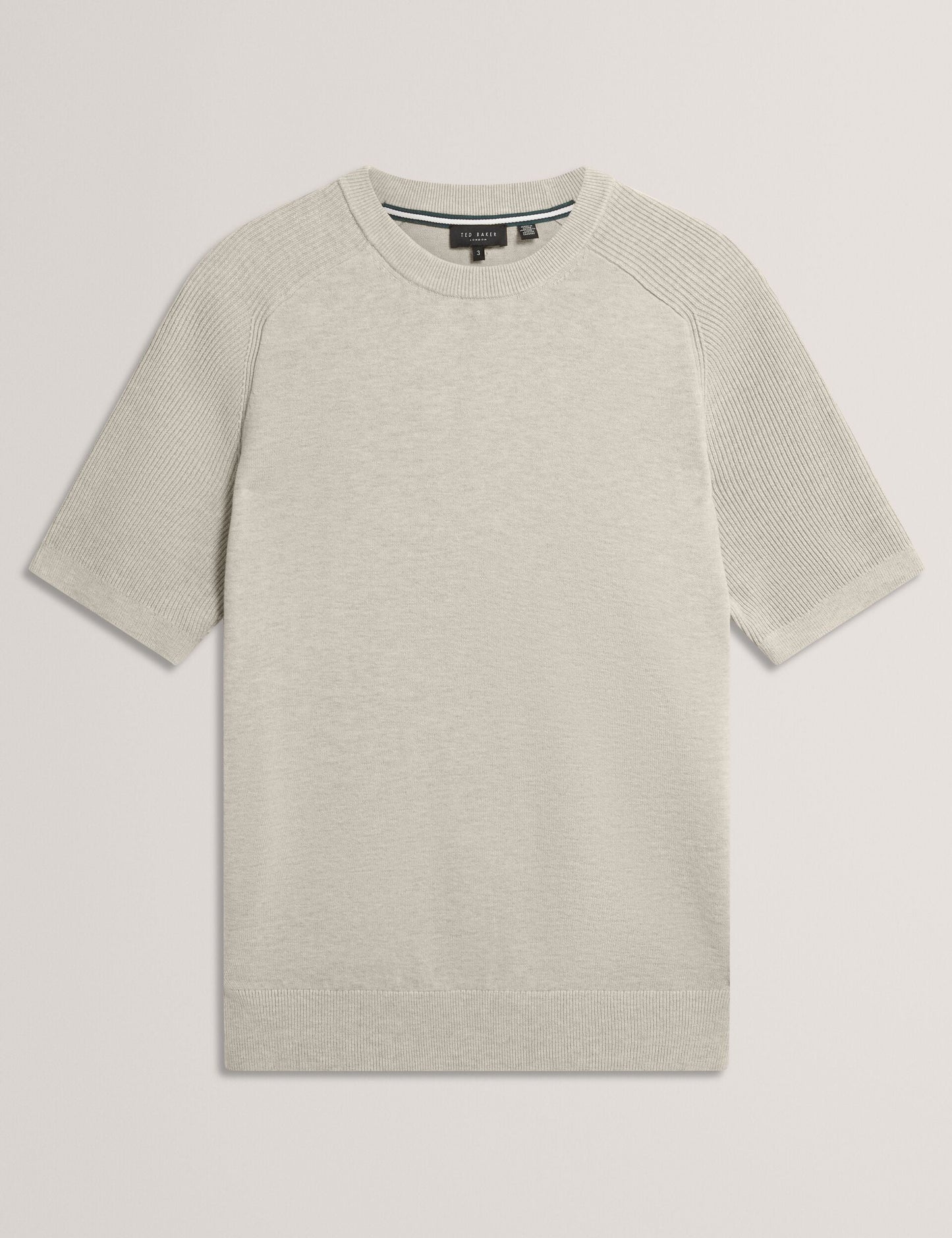 Ted Baker TORRENT - Wool Blend Ribbed Raglan Polo Shirt TAUPE