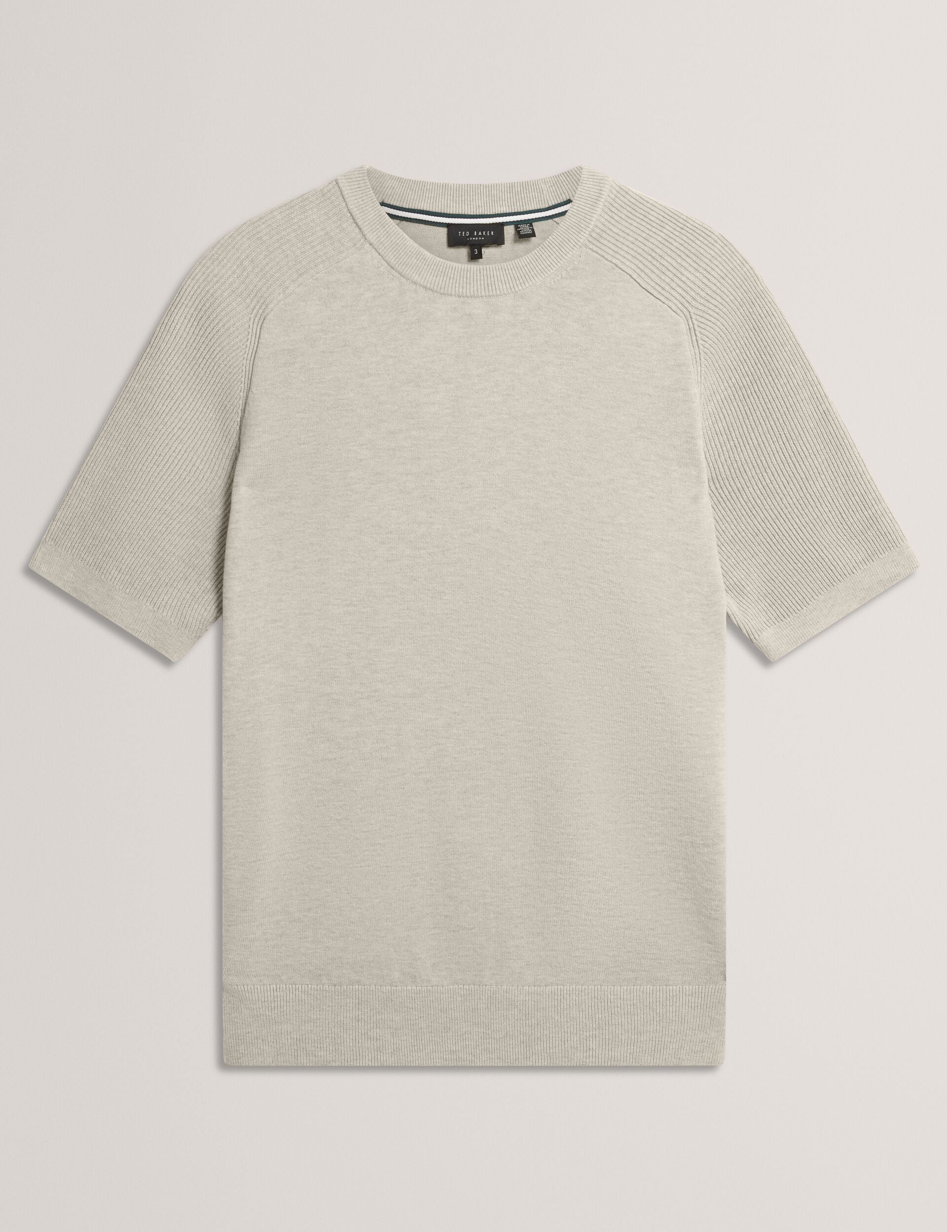 Ted Baker TORRENT - Wool Blend Ribbed Raglan Polo Shirt TAUPE