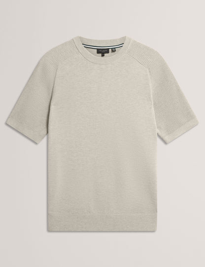 Ted Baker TORRENT - Wool Blend Ribbed Raglan Polo Shirt TAUPE
