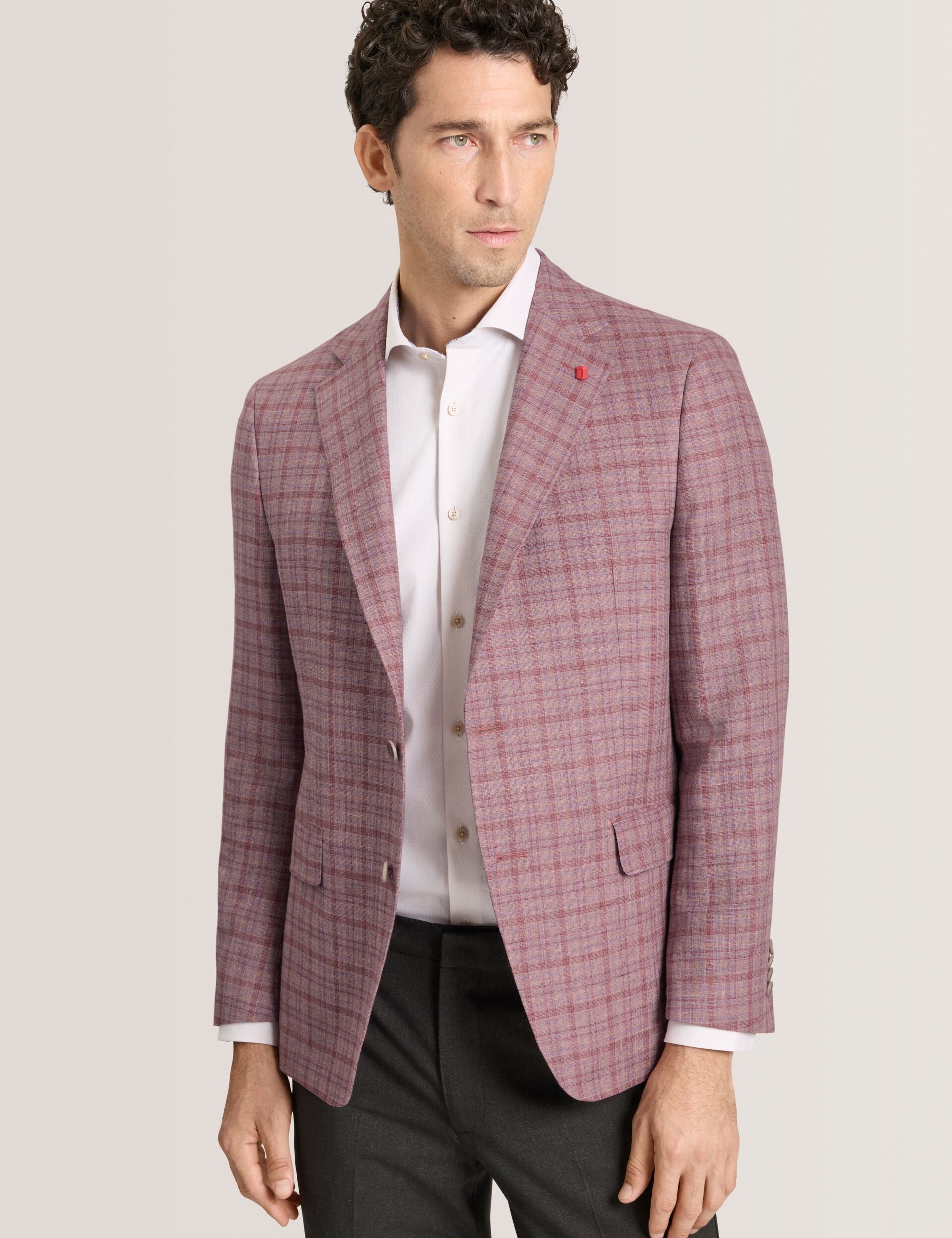 Ted Baker WINFRED Plaid Silk Blend Woven Blazer DUSKY PINK