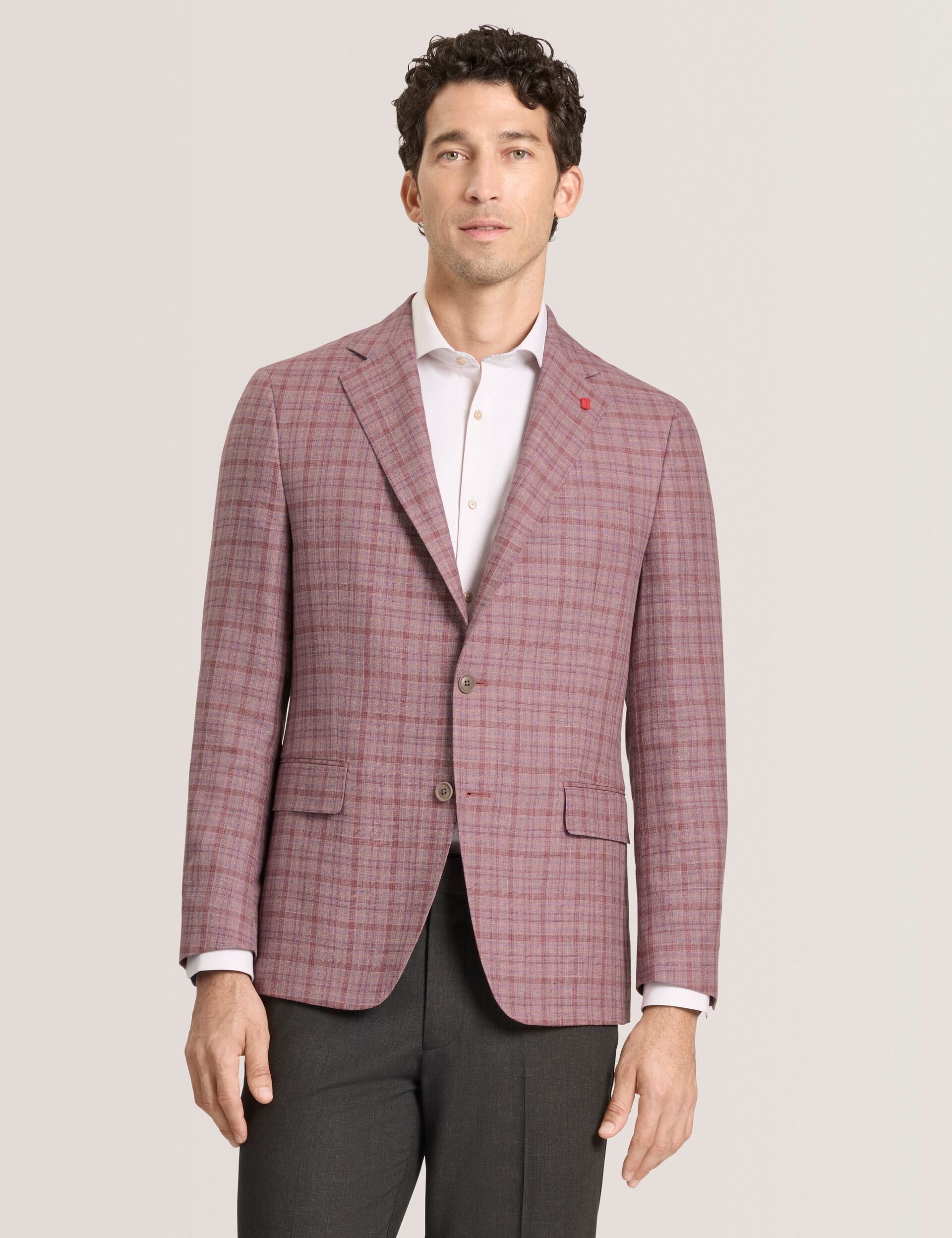 Ted Baker WINFRED Plaid Silk Blend Woven Blazer DUSKY PINK
