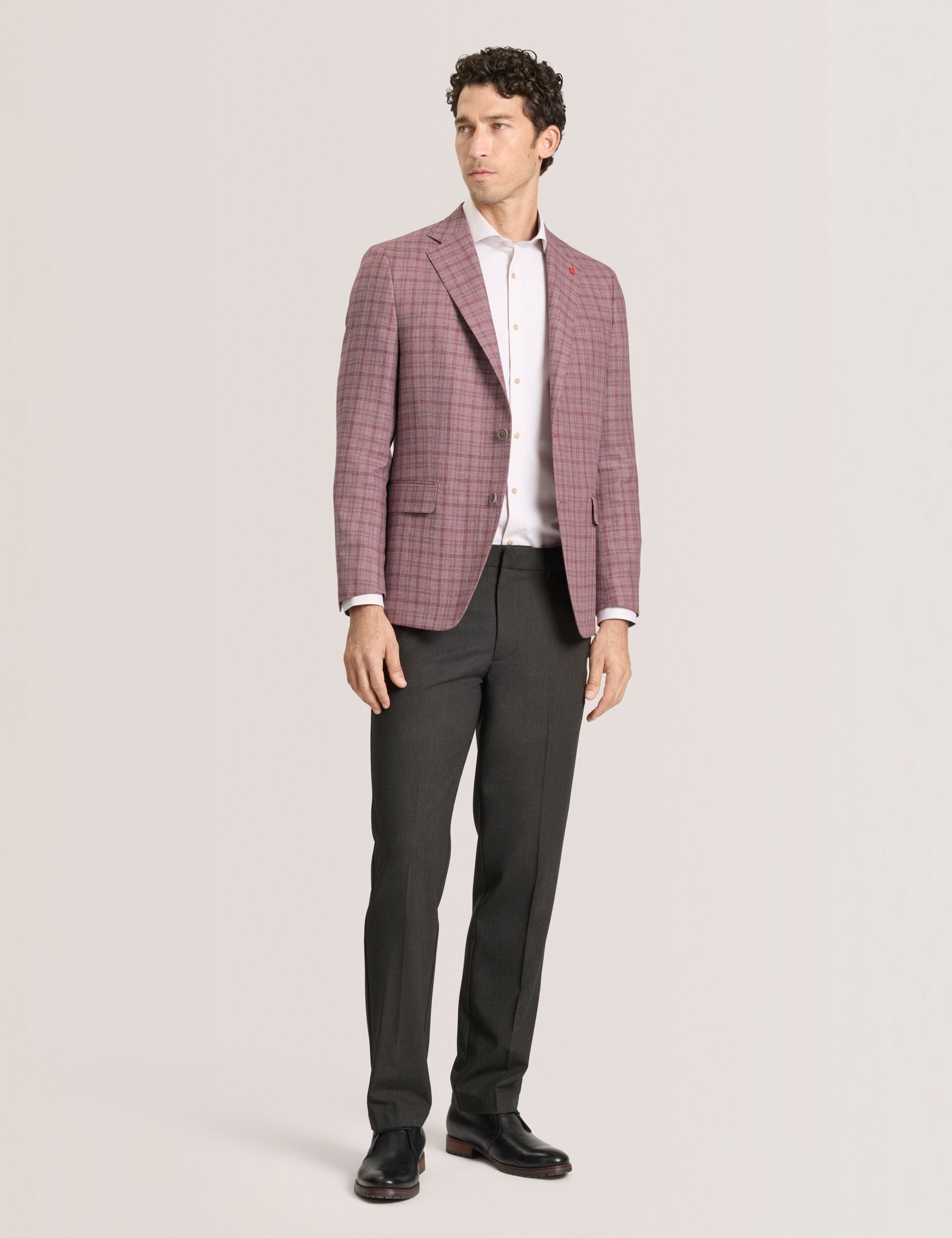 Ted Baker WINFRED Plaid Silk Blend Woven Blazer DUSKY PINK