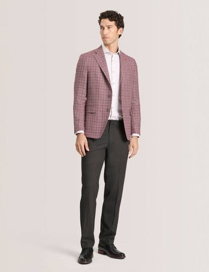 Ted Baker WINFRED Plaid Silk Blend Woven Blazer DUSKY PINK