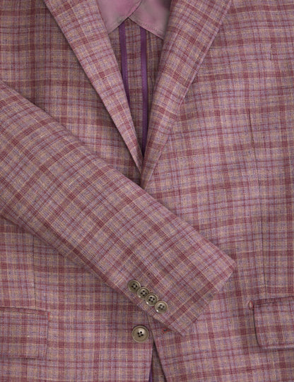 Ted Baker WINFRED Plaid Silk Blend Woven Blazer DUSKY PINK