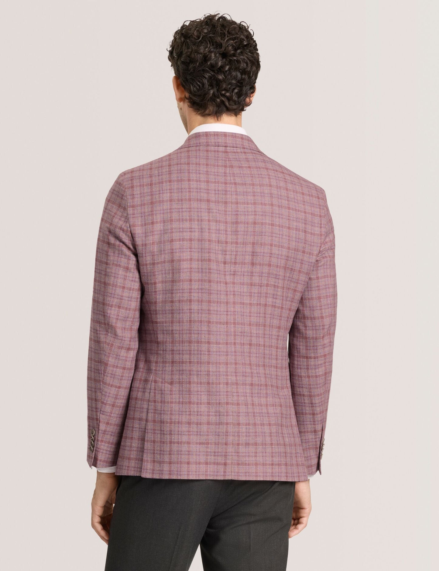 Ted Baker WINFRED Plaid Silk Blend Woven Blazer DUSKY PINK