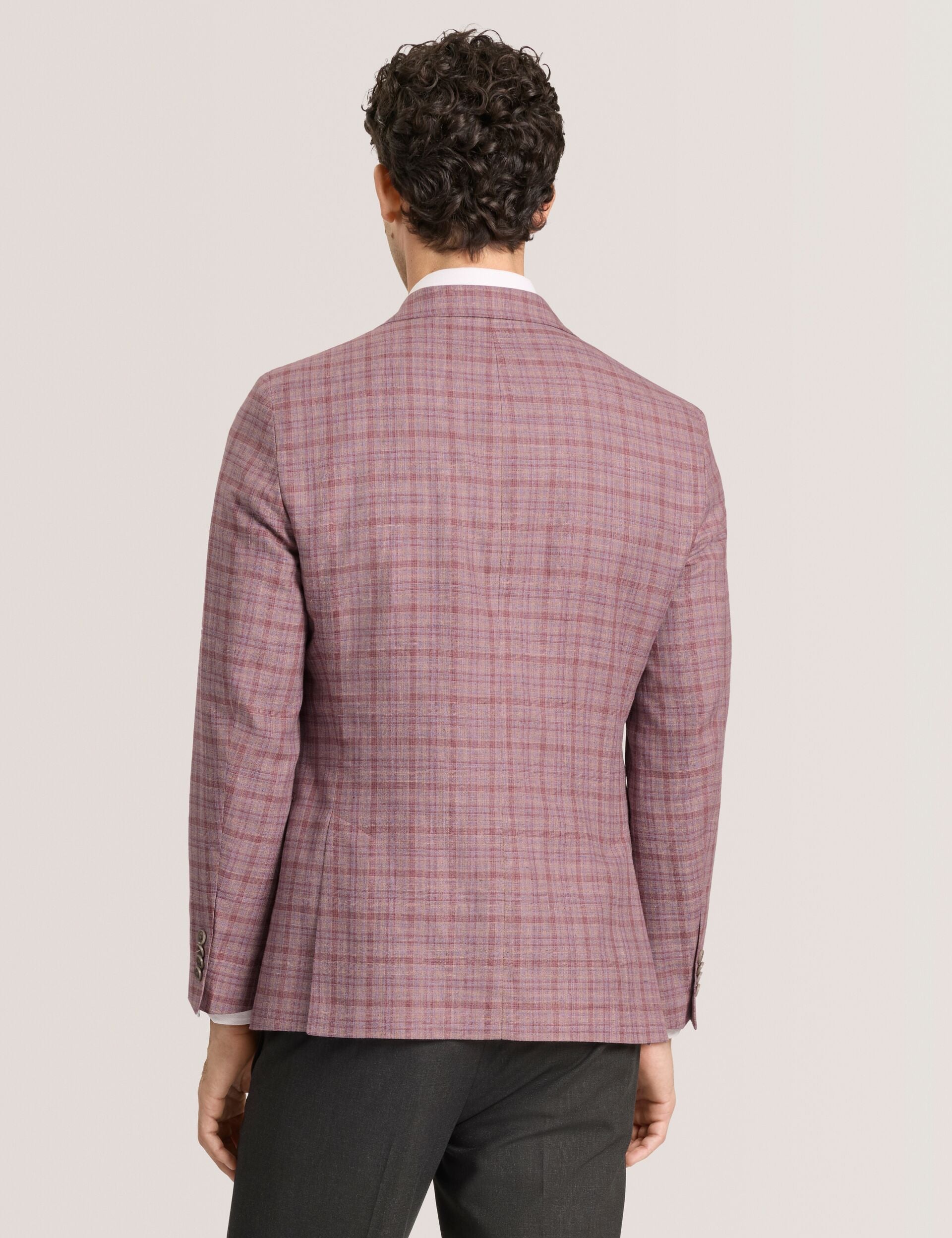 Ted Baker WINFRED Plaid Silk Blend Woven Blazer DUSKY PINK