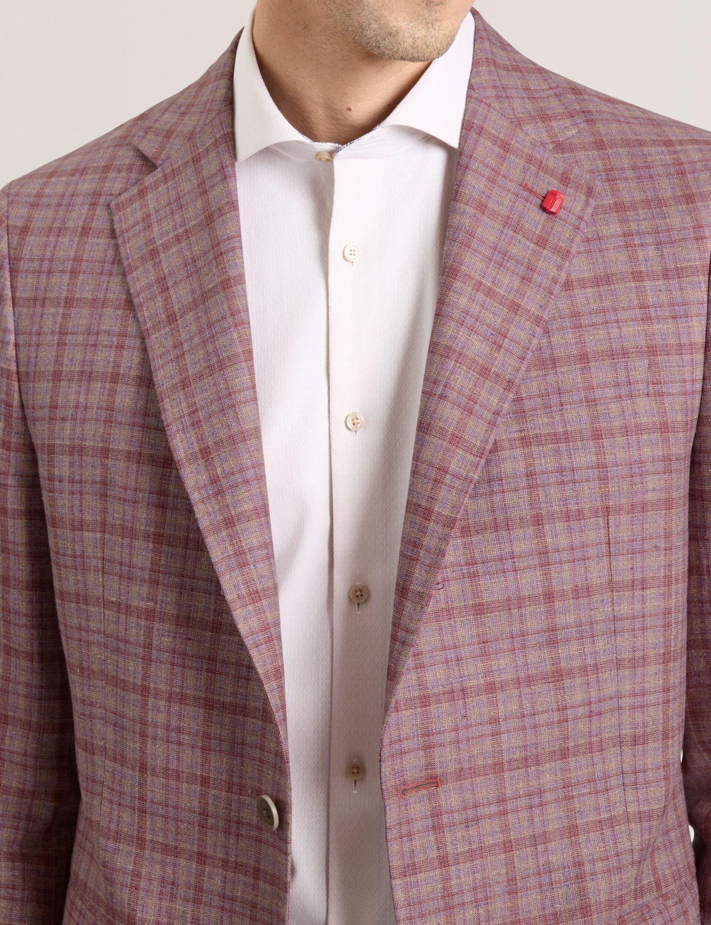 Ted Baker WINFRED Plaid Silk Blend Woven Blazer DUSKY PINK