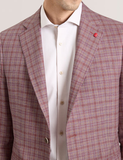 Ted Baker WINFRED Plaid Silk Blend Woven Blazer DUSKY PINK