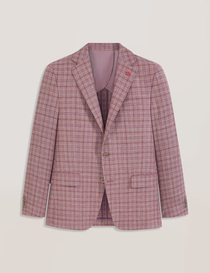 Ted Baker WINFRED Plaid Silk Blend Woven Blazer DUSKY PINK