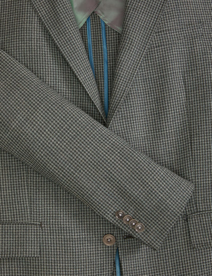 Ted Baker WINFRED Mini Check Wool Modern Fit Suit Jacket DARK GREEN