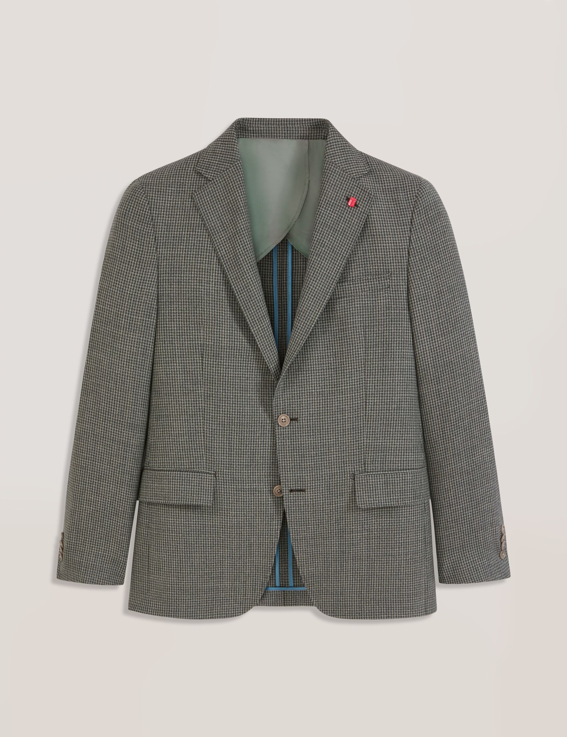 Ted Baker WINFRED Mini Check Wool Modern Fit Suit Jacket DARK GREEN