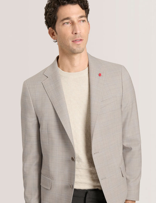 Ted Baker WINFRED Mixed Plaid Wool Tailored Blazer STONE