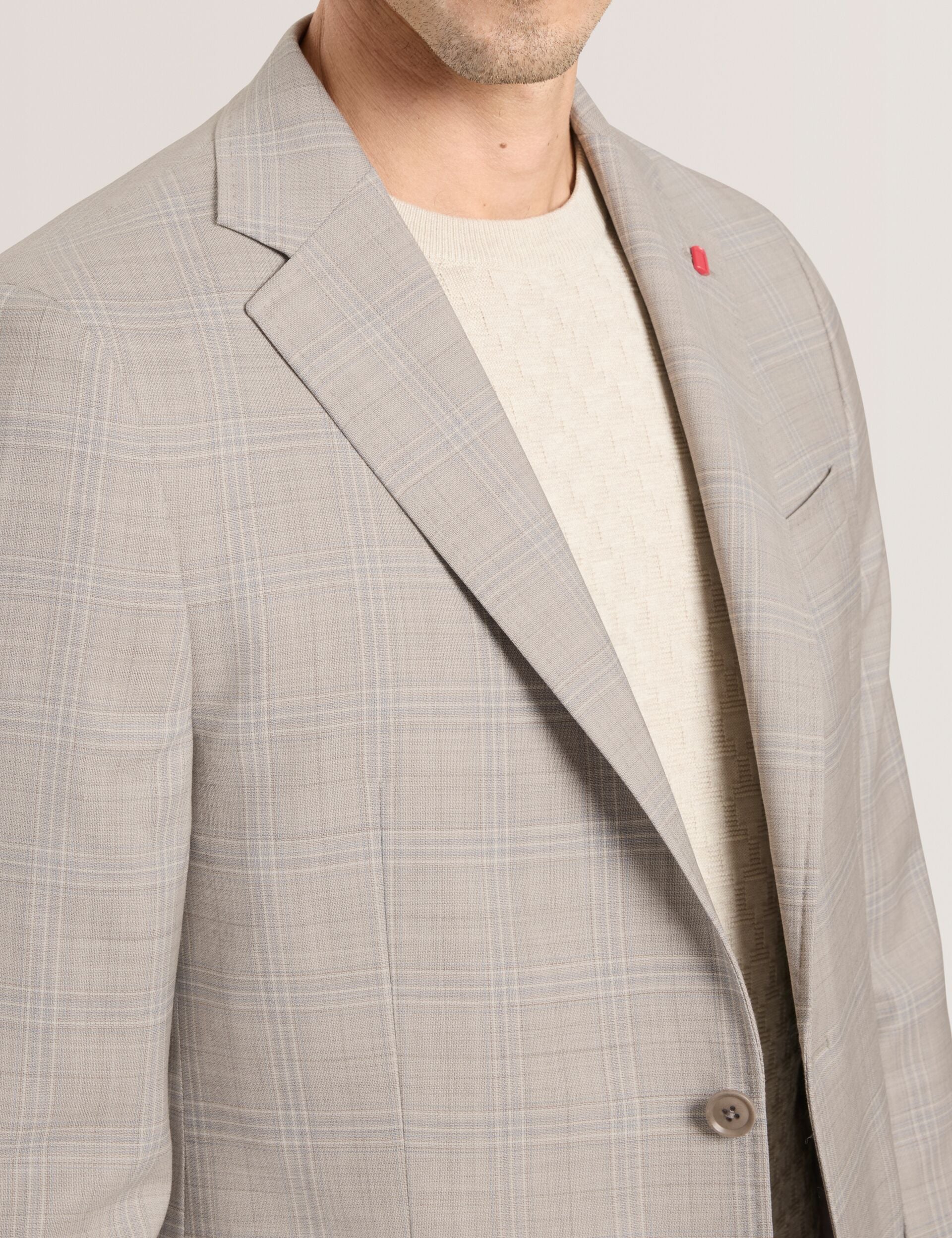 Ted Baker WINFRED Mixed Plaid Wool Tailored Blazer STONE