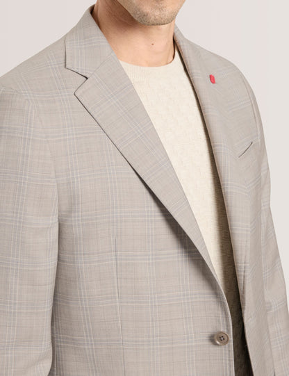 Ted Baker WINFRED Mixed Plaid Wool Tailored Blazer STONE