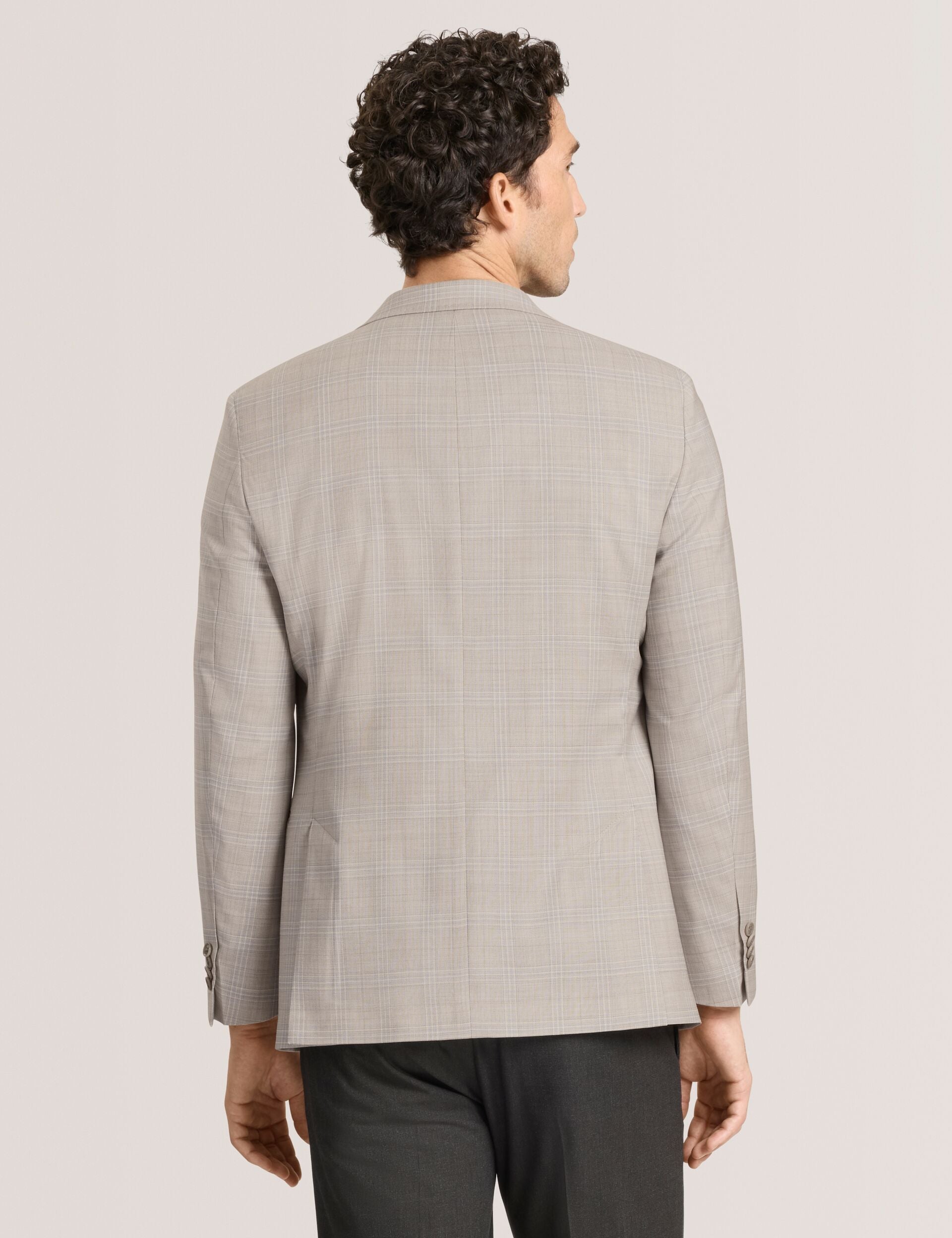 Ted Baker WINFRED Mixed Plaid Wool Tailored Blazer STONE