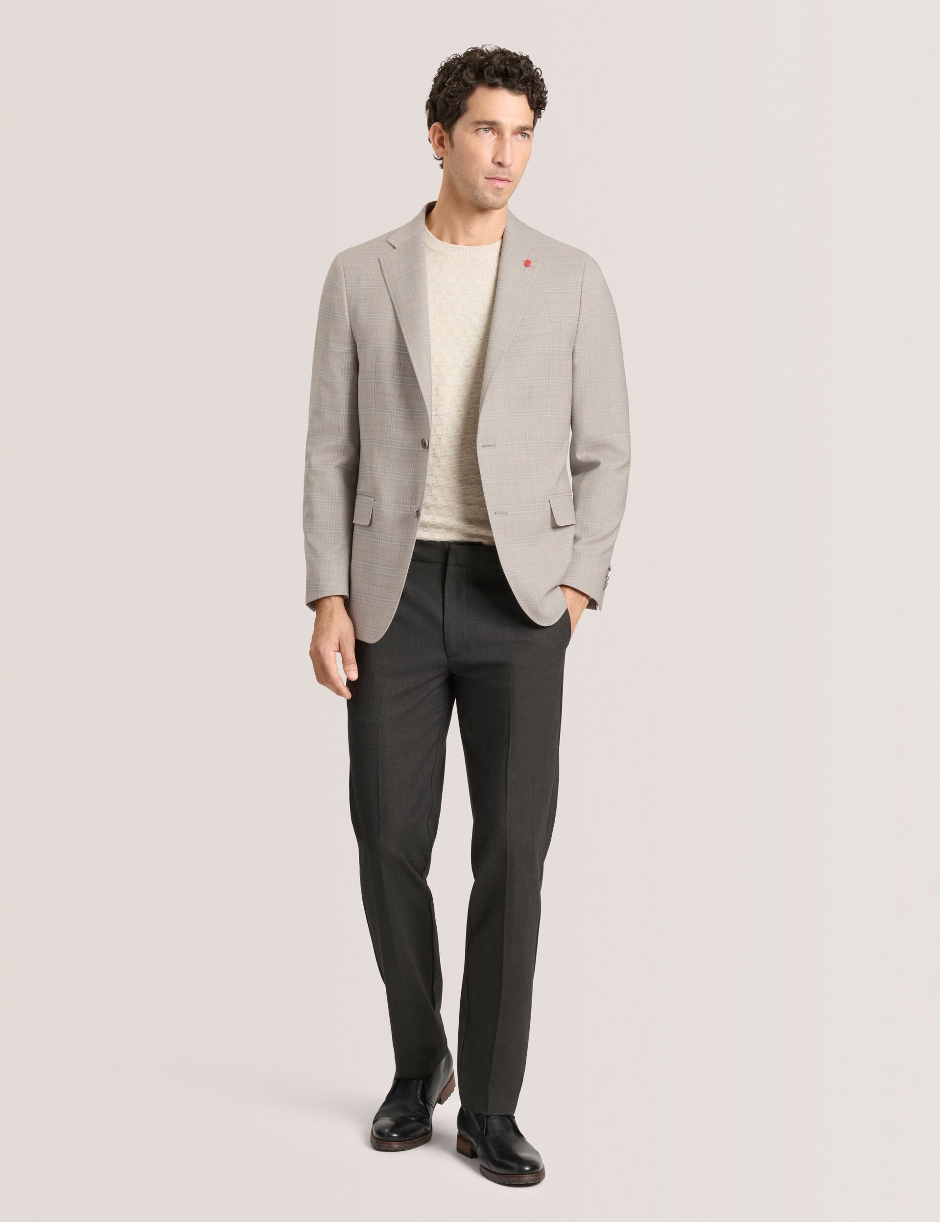 Ted Baker WINFRED Mixed Plaid Wool Tailored Blazer STONE