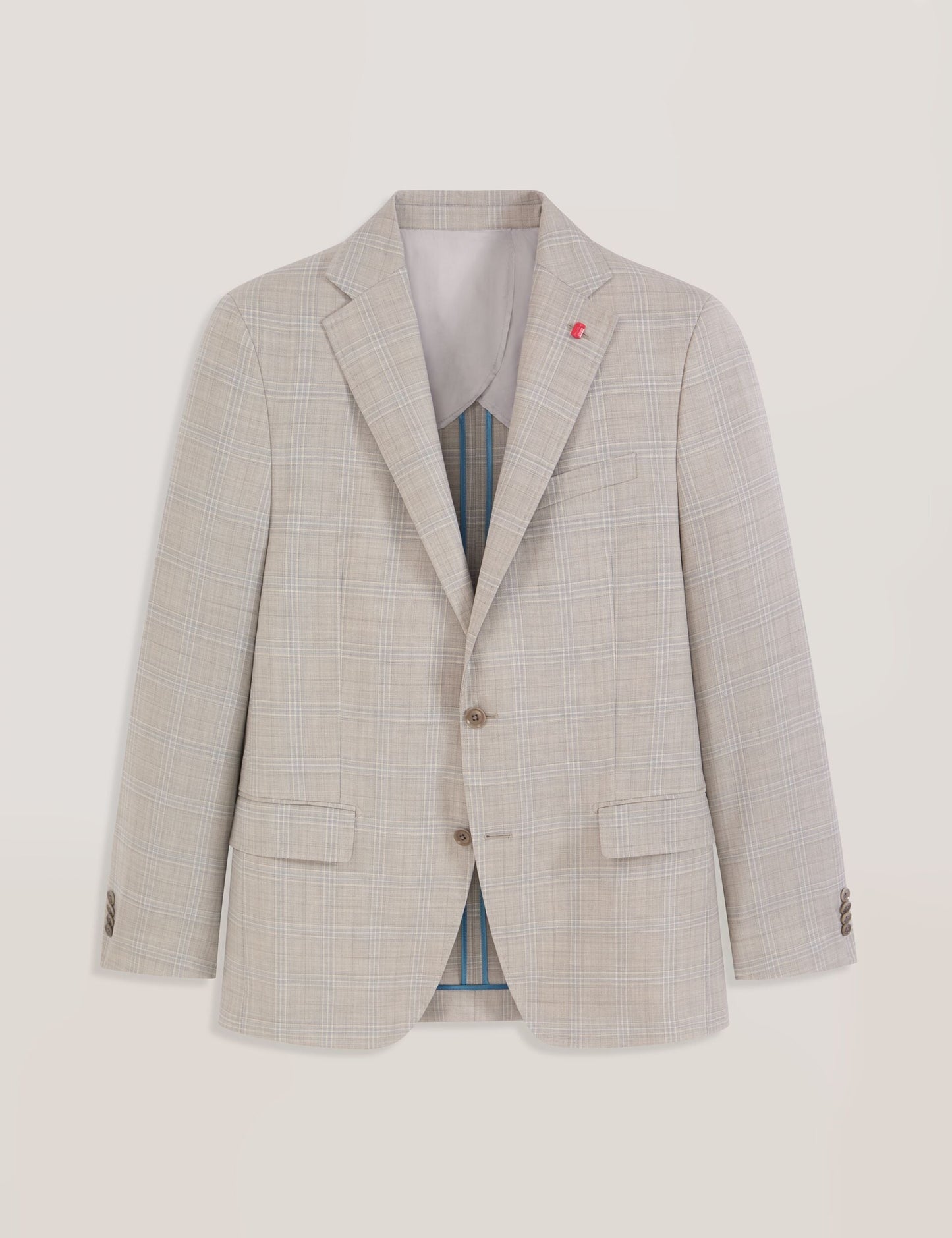 Ted Baker WINFRED Mixed Plaid Wool Tailored Blazer STONE