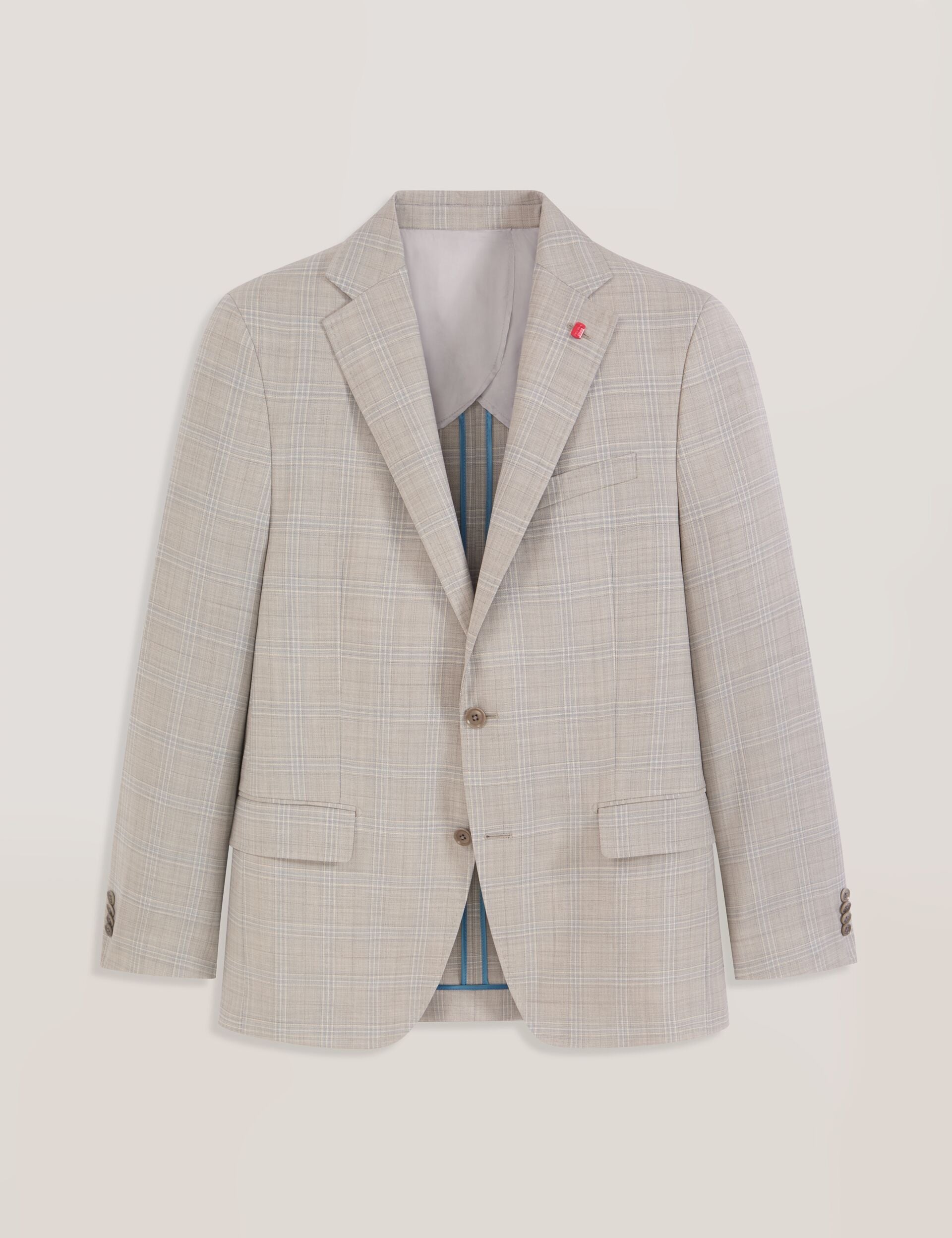 Ted Baker WINFRED Mixed Plaid Wool Tailored Blazer STONE