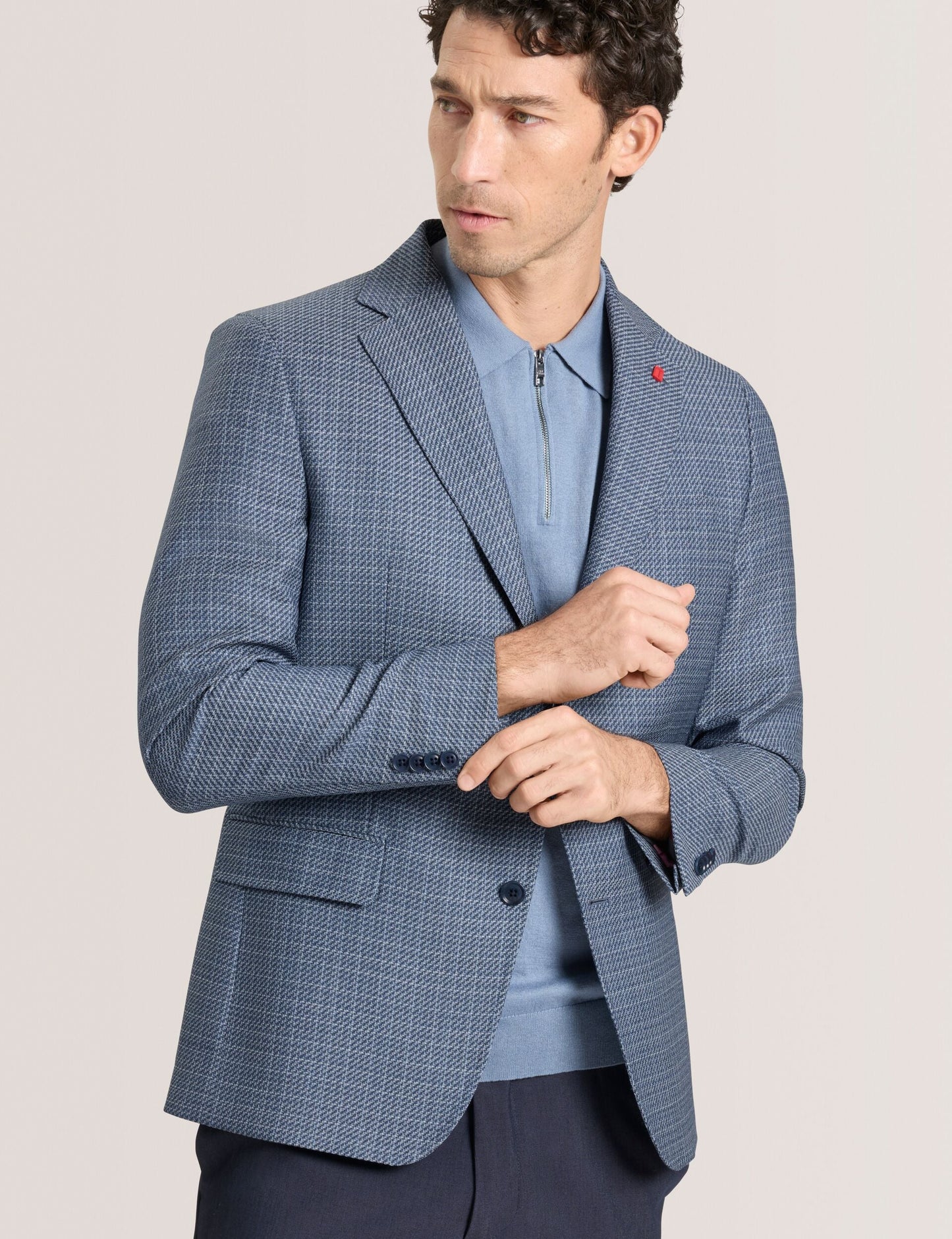 Ted Baker WINFRED Plaid Woven Texture Tailored Blazer BLUE